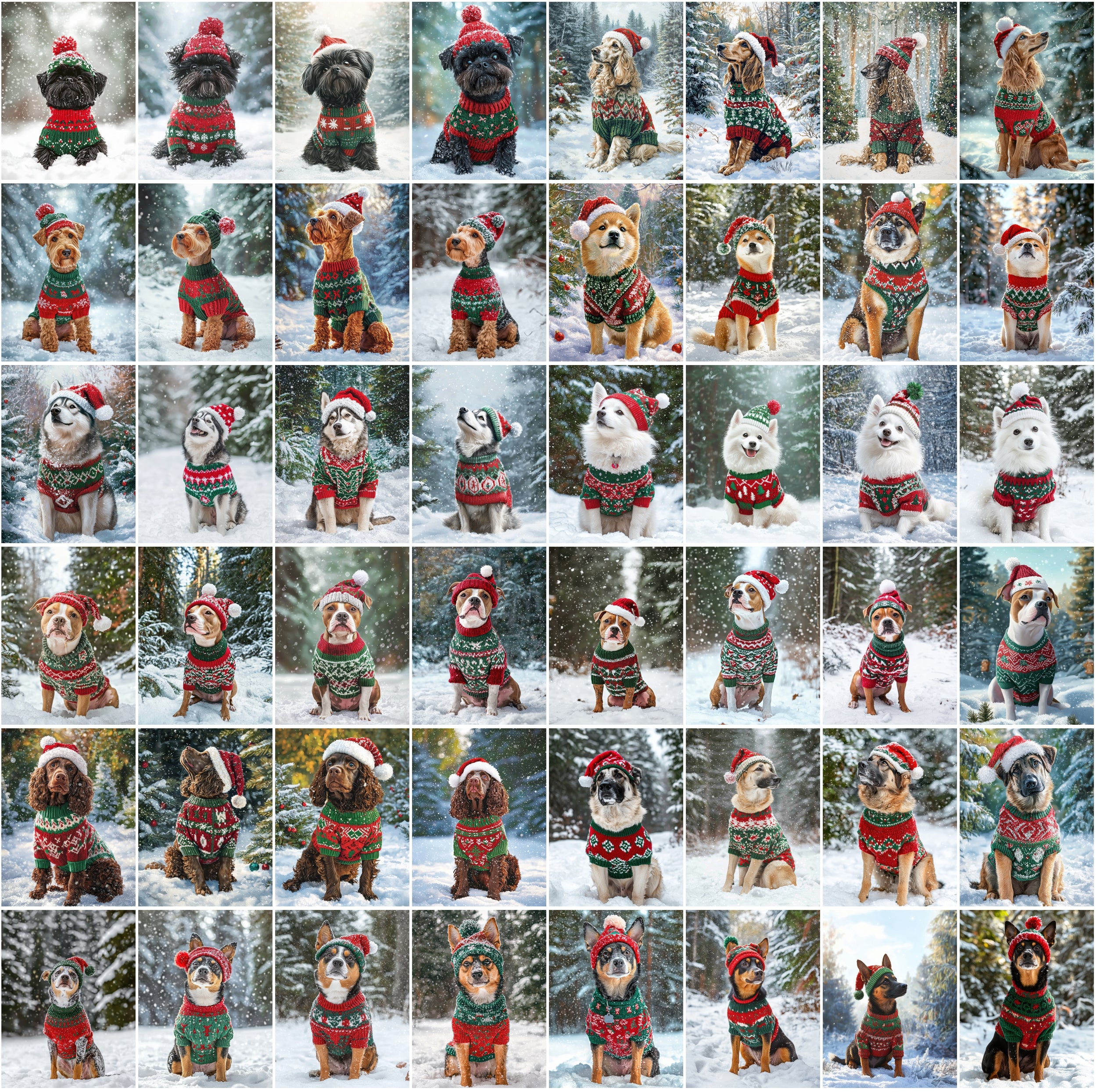 770 Adorable Dog Images on Snow with Holiday Sweaters