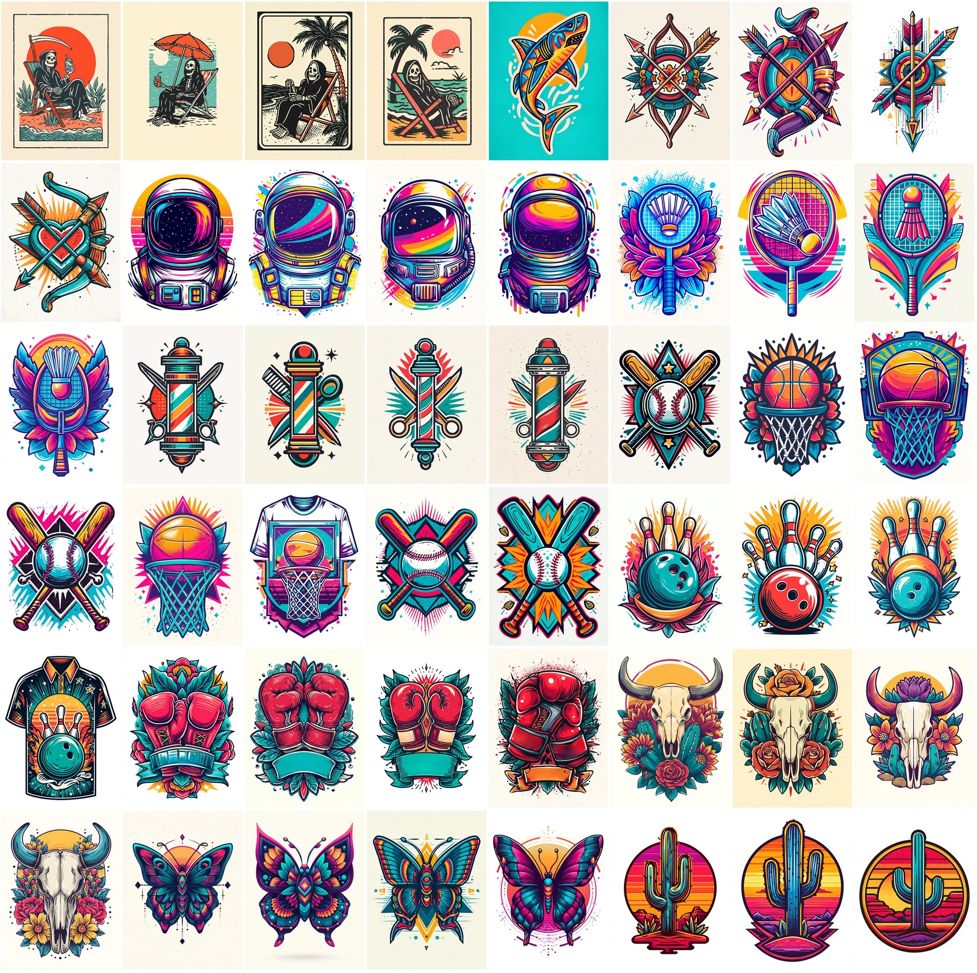540 Bold Tattoo-Style T-Shirt Illustrations