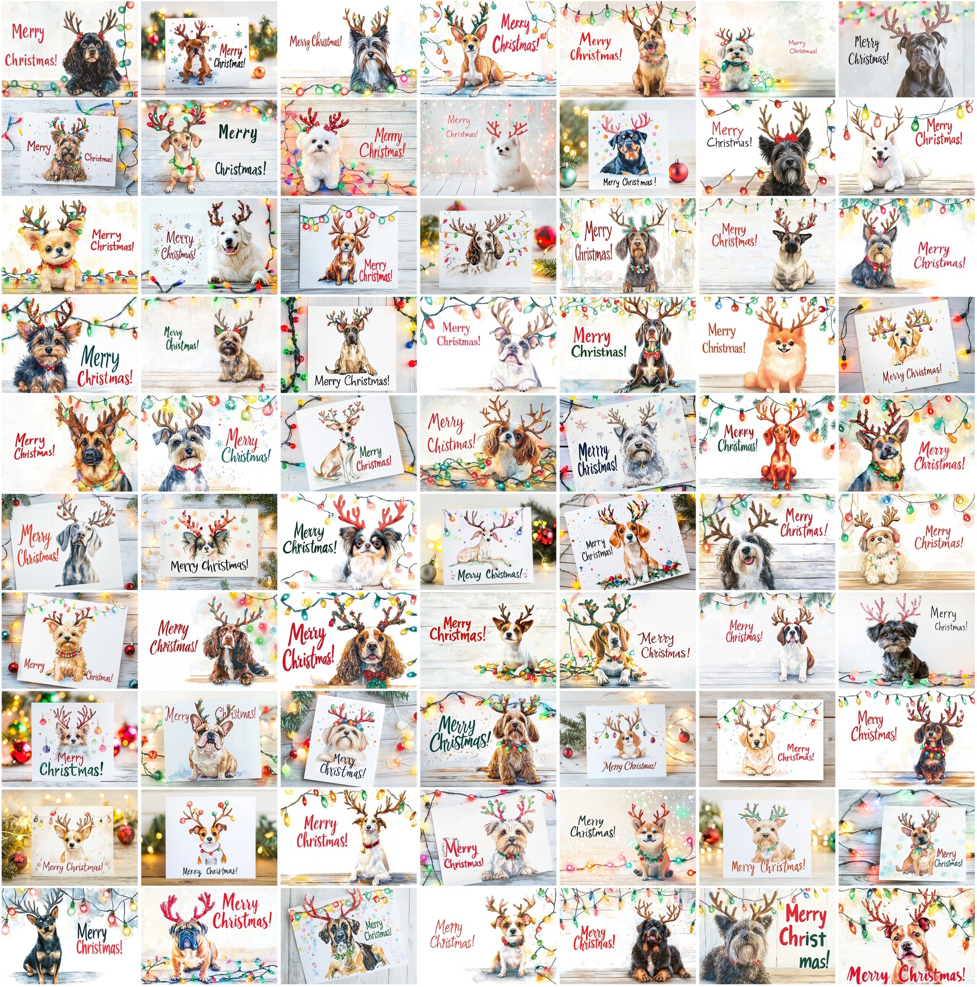 800 Christmas Dog Images - Festive Reindeer Antlers Digital Download