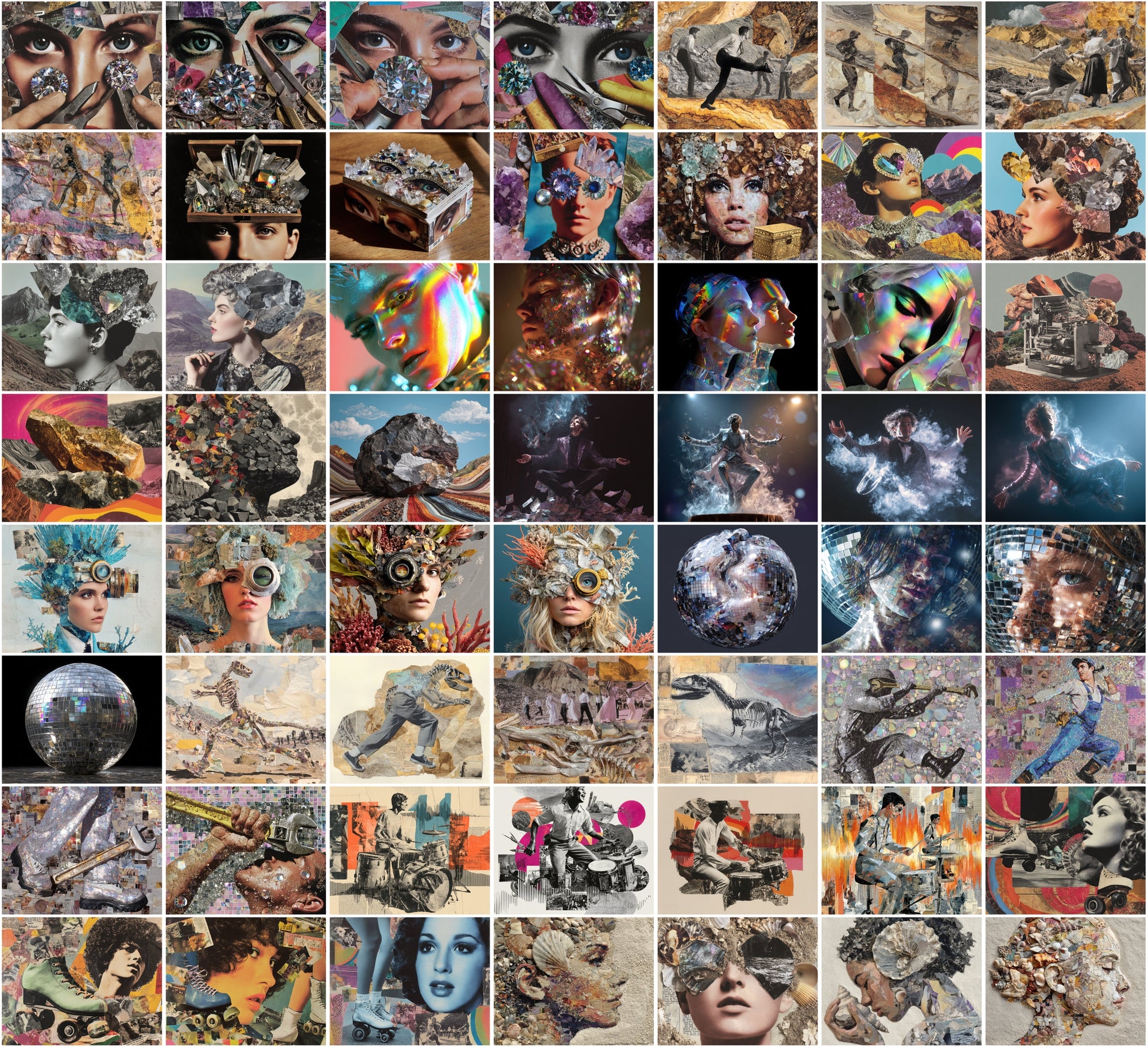 600 Surreal Collage Backgrounds JPG | Vintage Psychedelic Art with Commercial License