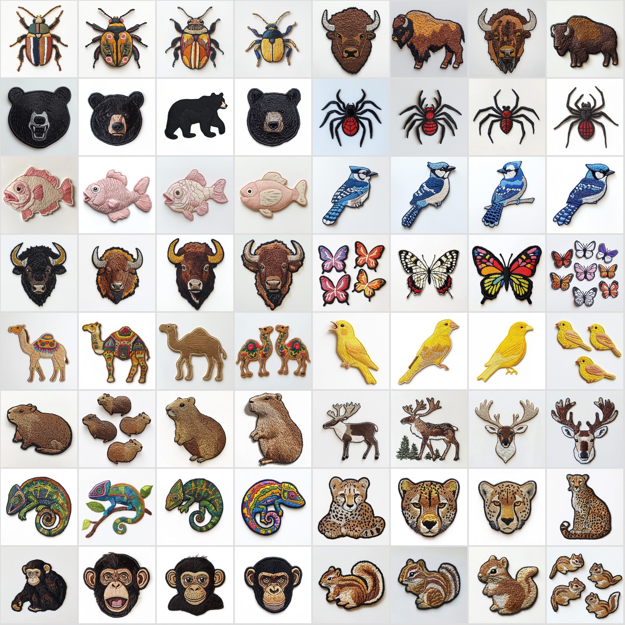 600 Transparent Animal Embroidery PNGs | Digital Appliqué Patch Cliparts