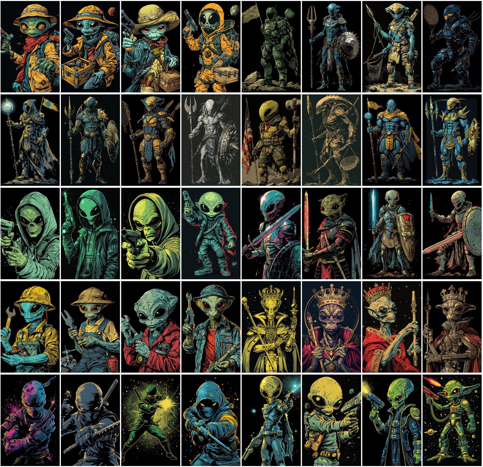 500 Colorful Retro Alien JPG Images