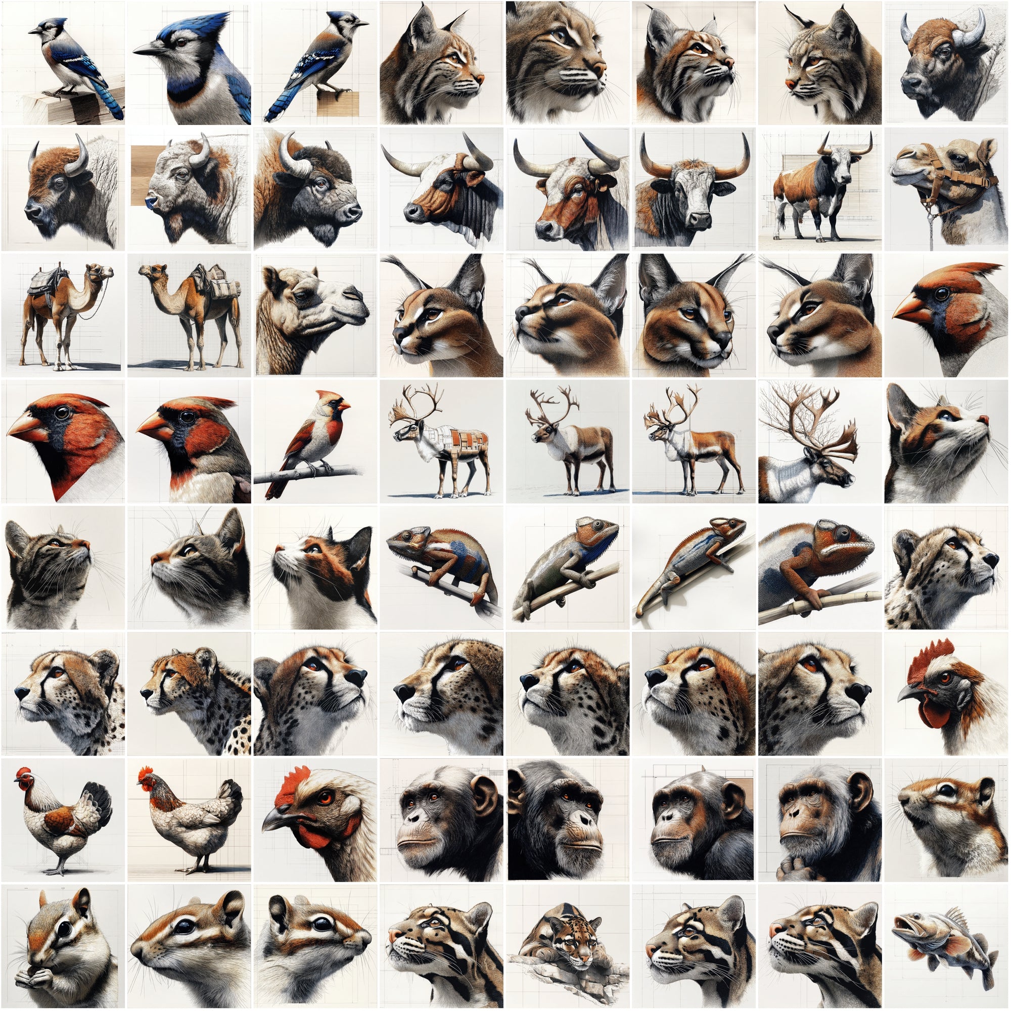 630 Animal Sketch Illustrations – High-Resolution JPGs with Commercial License