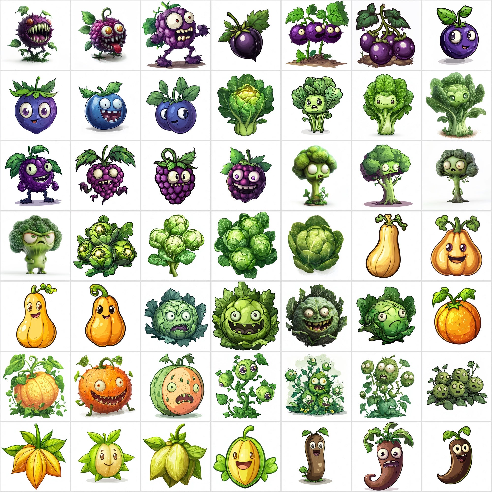 550 High-Resolution Fruits & Veggies Zombies-Themed Images