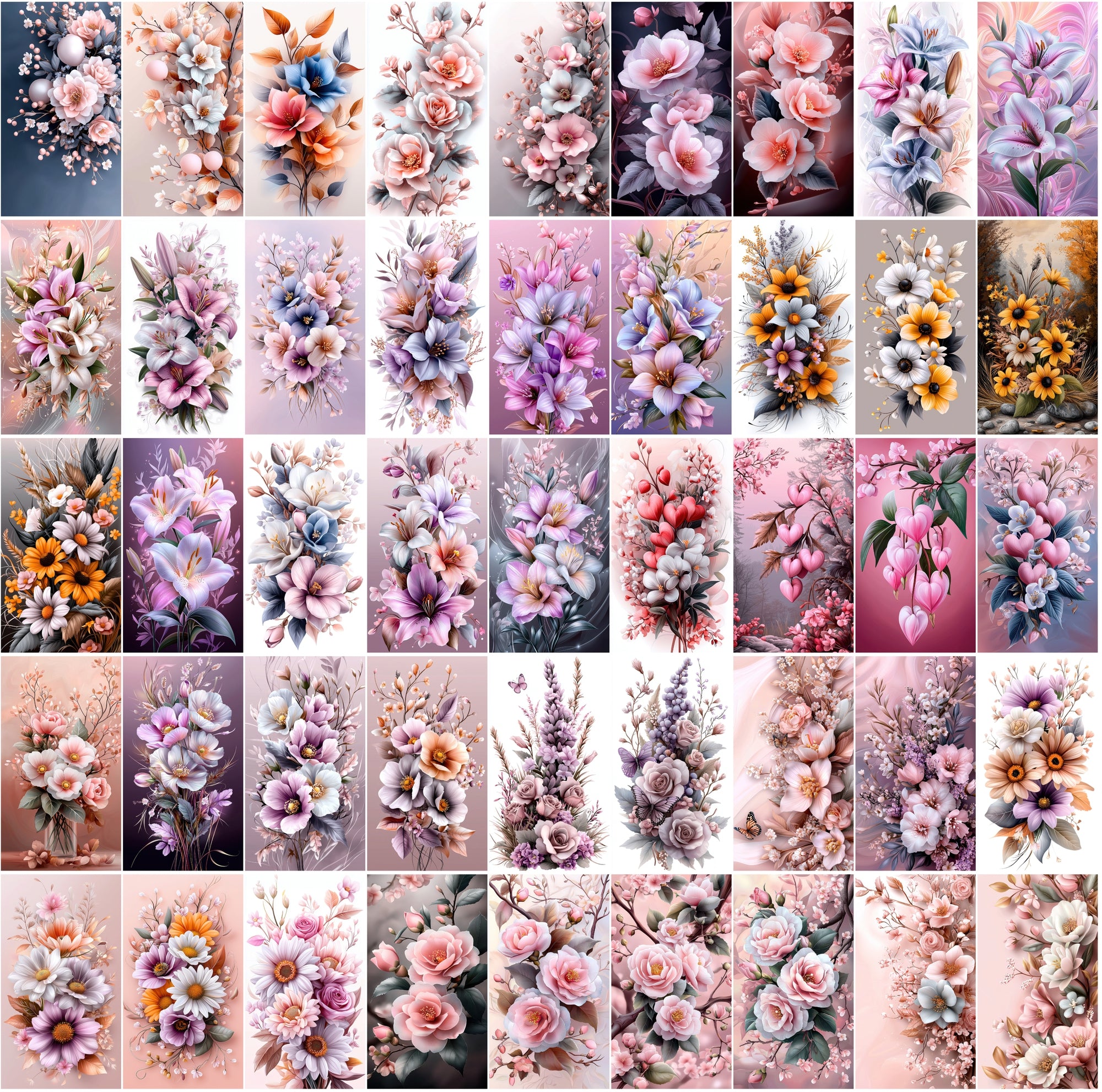 570 Delicate Pastel Flowers