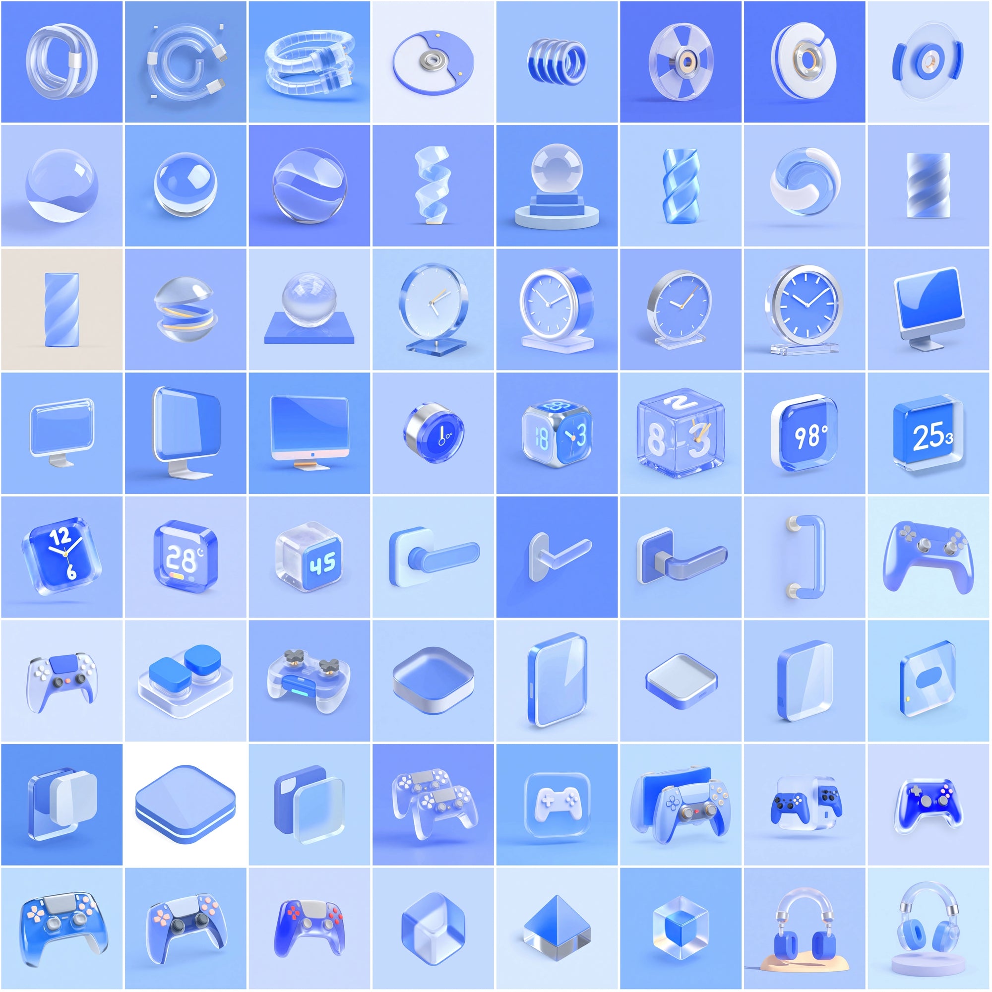 580 Frosted Glass 3D Renders – Elegant Minimal Glassmorphism Objects Collection