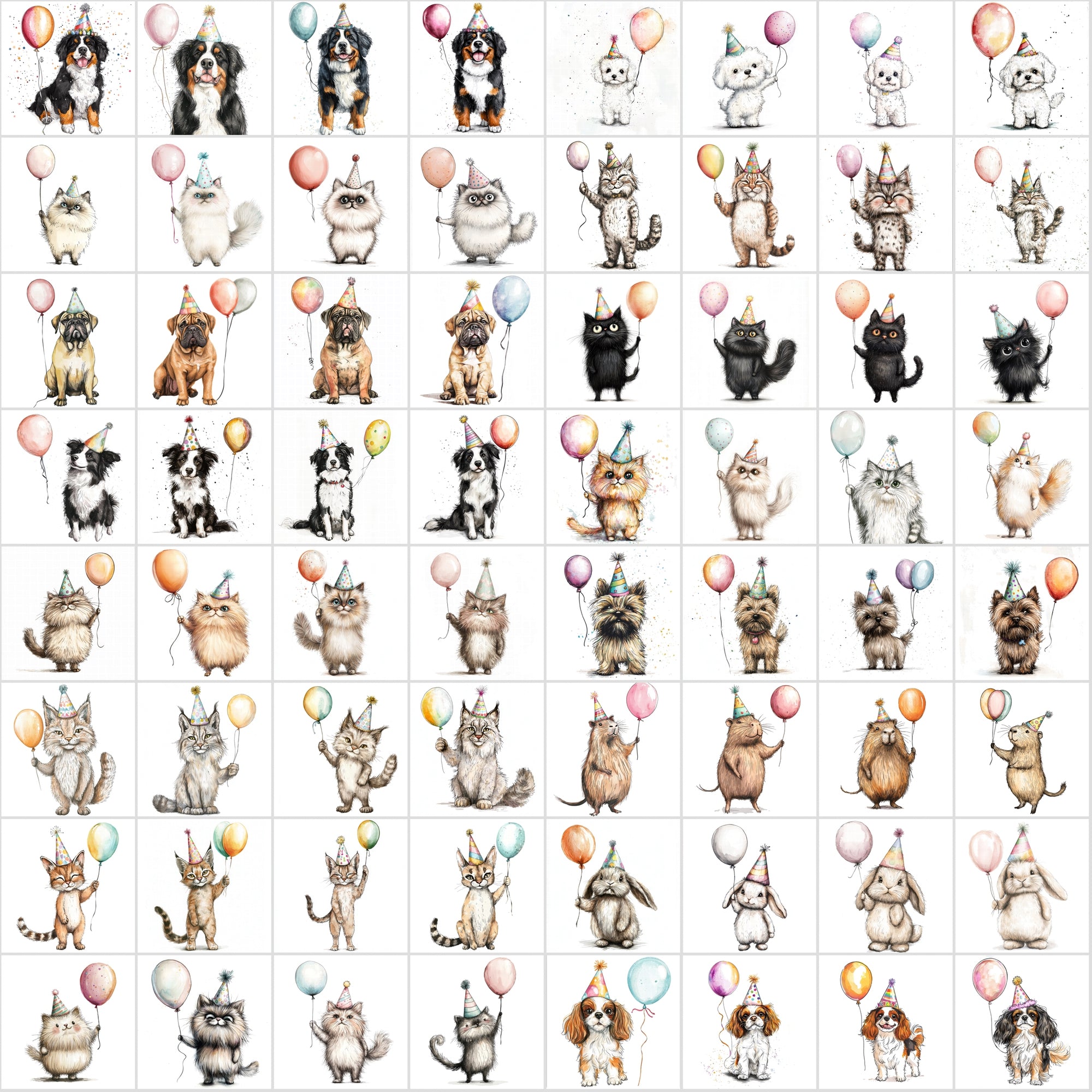 740 Animal Balloons Clipart - Commercial Use