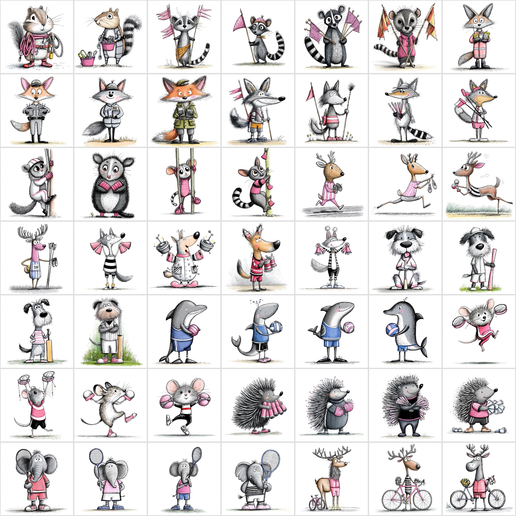 Cute Sports Animals Clipart Mega Bundle | 584 Animal Athlete Images