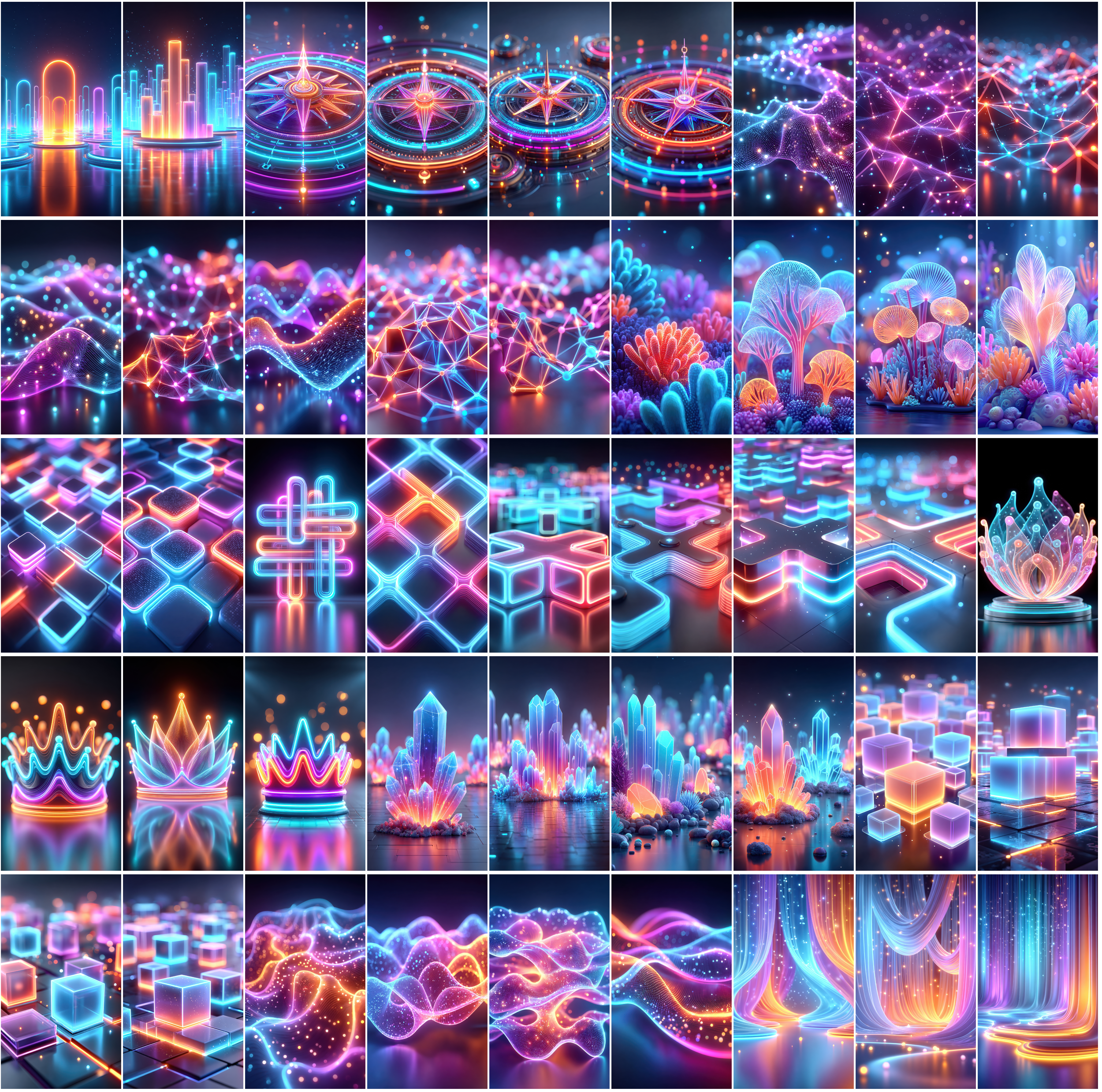 1140 Neon Abstract Backgrounds – 3D Futuristic Blue & Pink Light Renders | Vertical & Horizontal JPGs