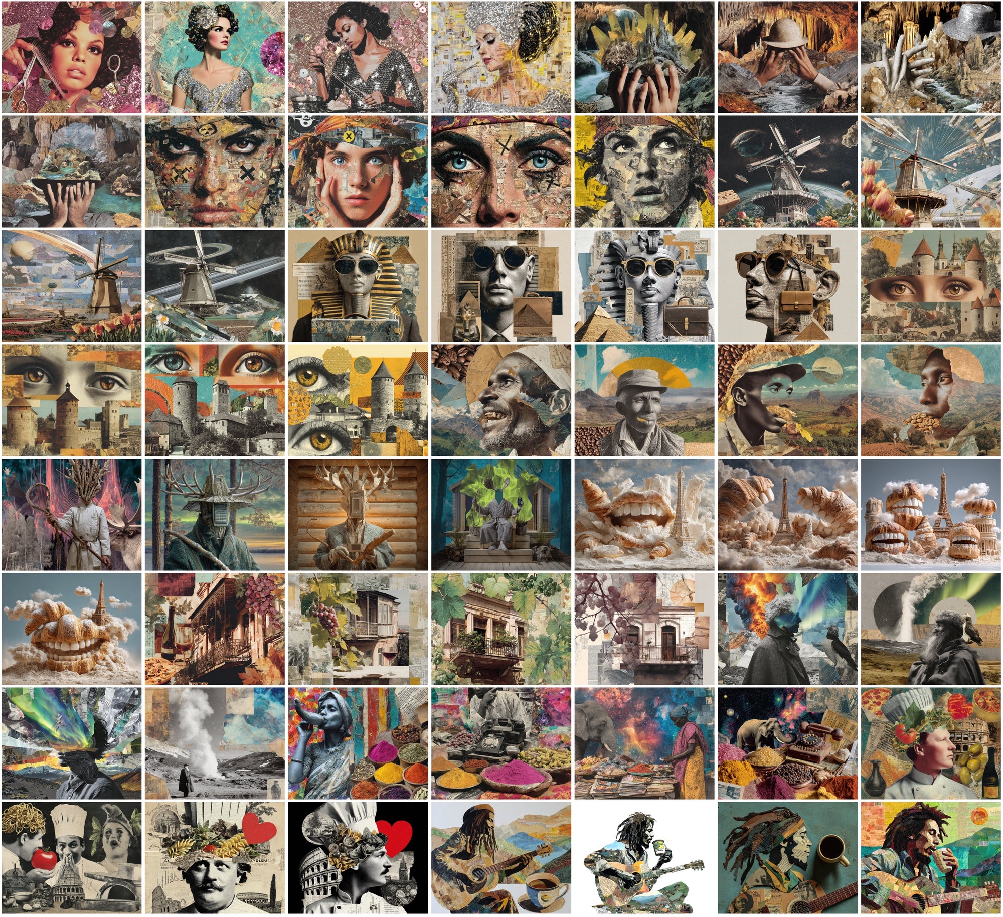 600 Surreal Collage Backgrounds JPG | Vintage Psychedelic Art with Commercial License