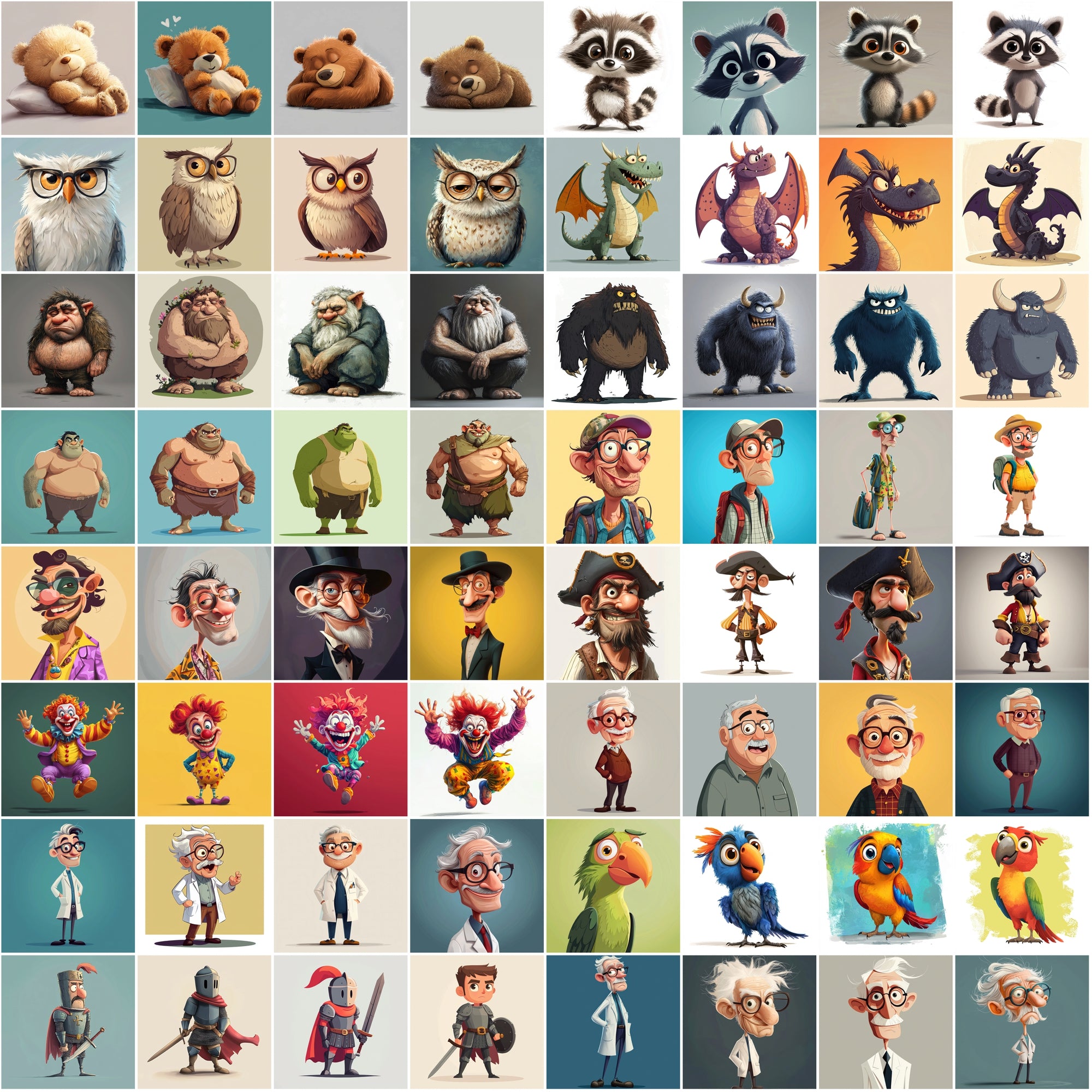 620 Unique Cartoon Character Illustrations