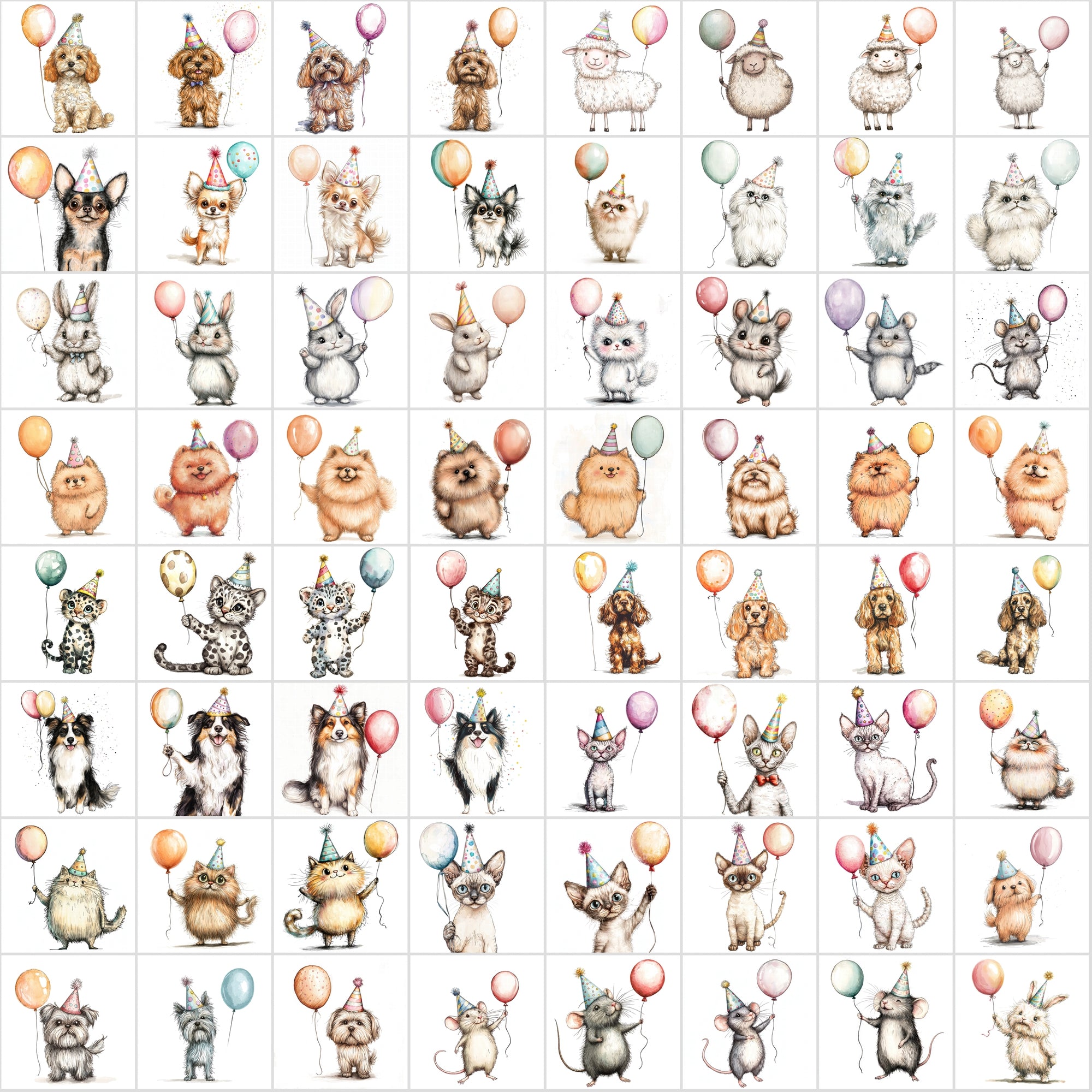 740 Animal Balloons Clipart - Commercial Use