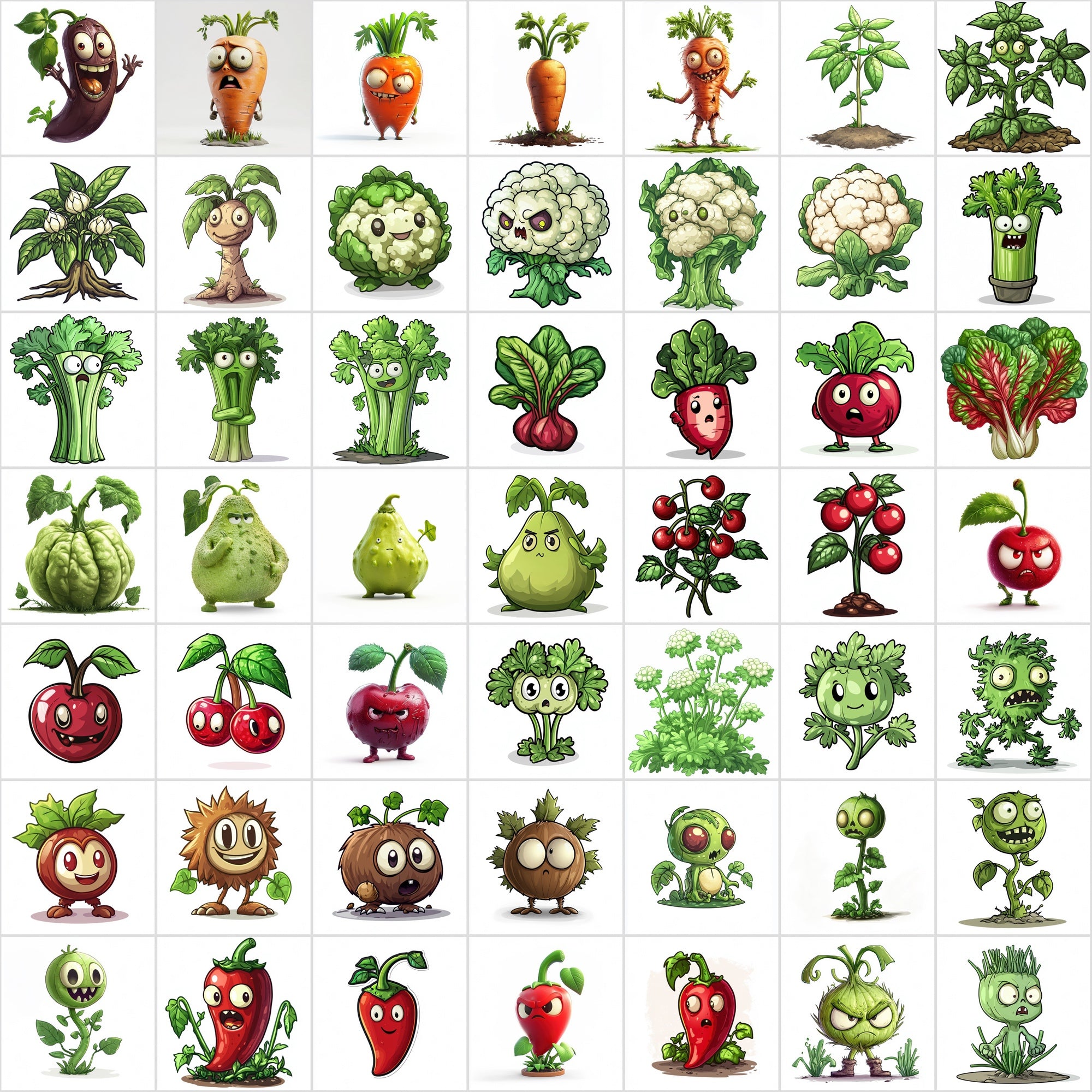 550 High-Resolution Fruits & Veggies Zombies-Themed Images