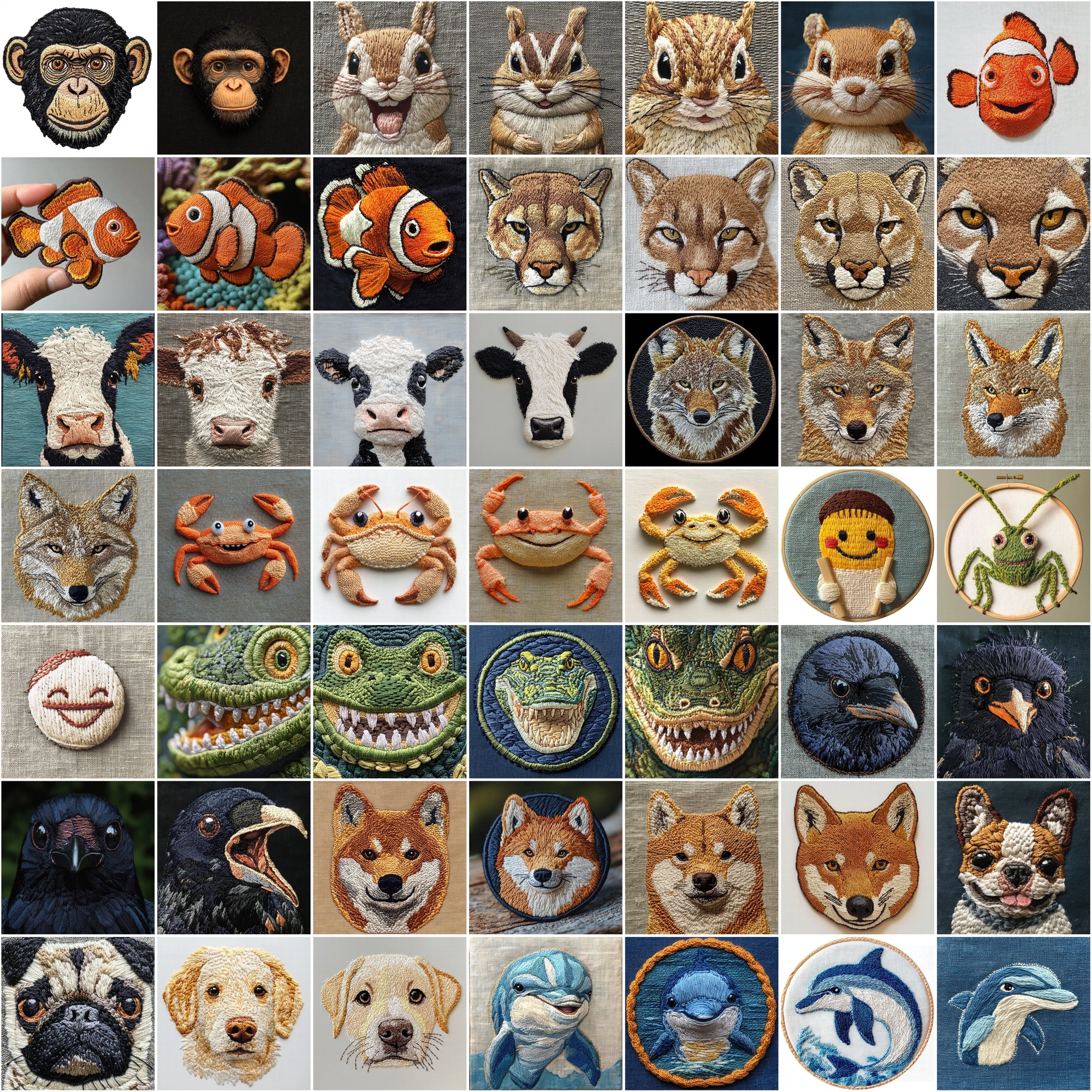 545 Embroidery Animal Facemoji Images