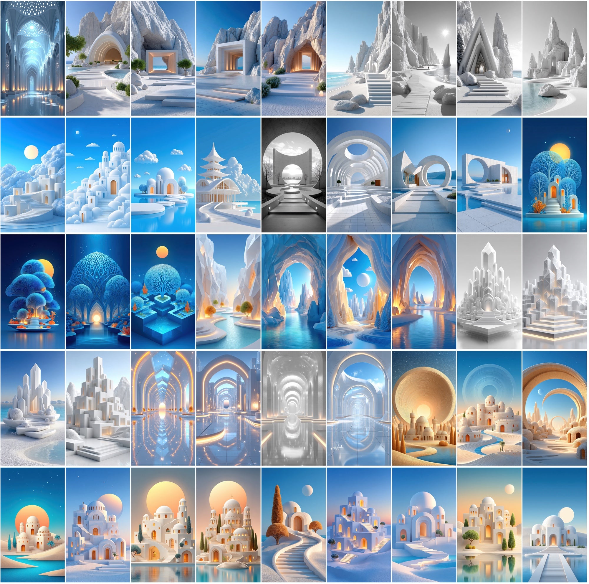 623 Minimalist Architecture & Zen Landscapes – High-Res JPG Art Collection