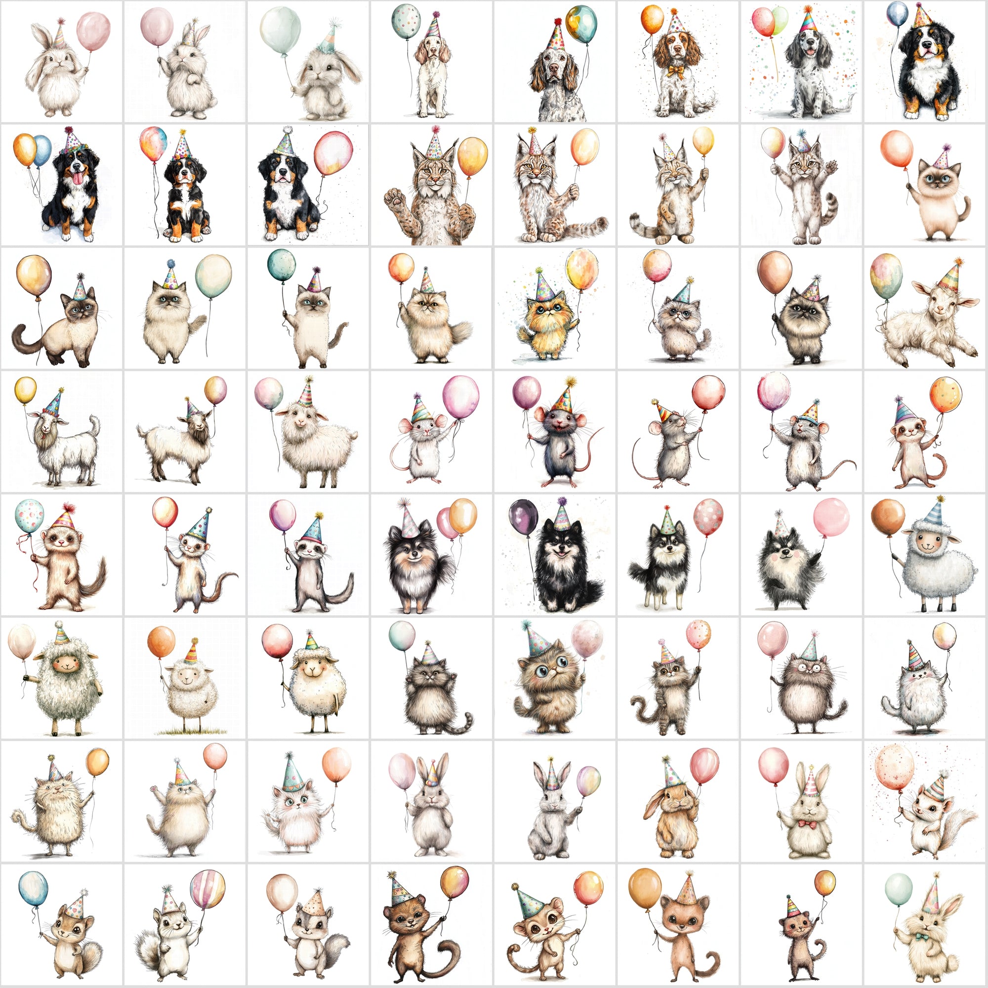 740 Animal Balloons Clipart - Commercial Use