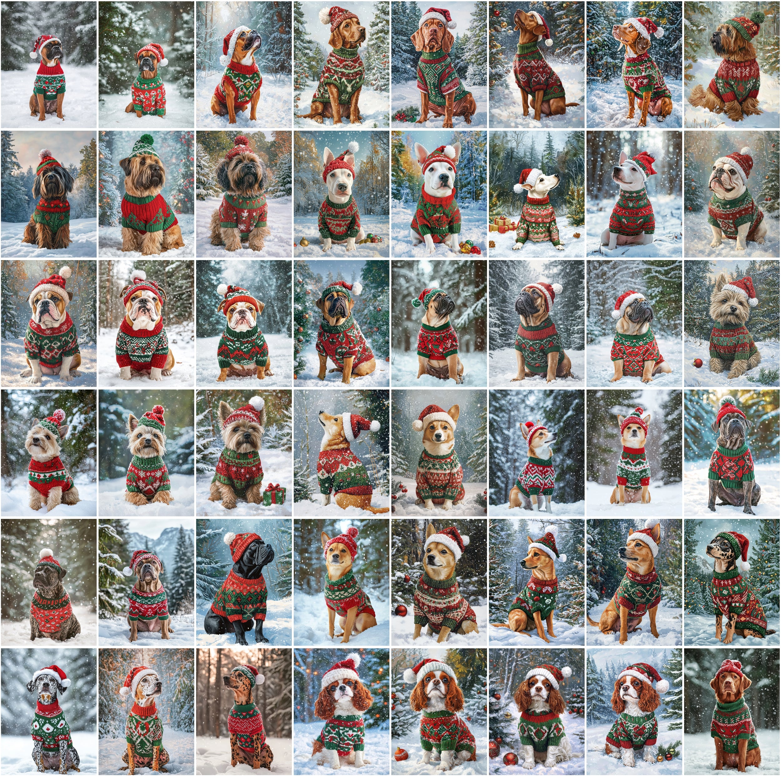 770 Adorable Dog Images on Snow with Holiday Sweaters