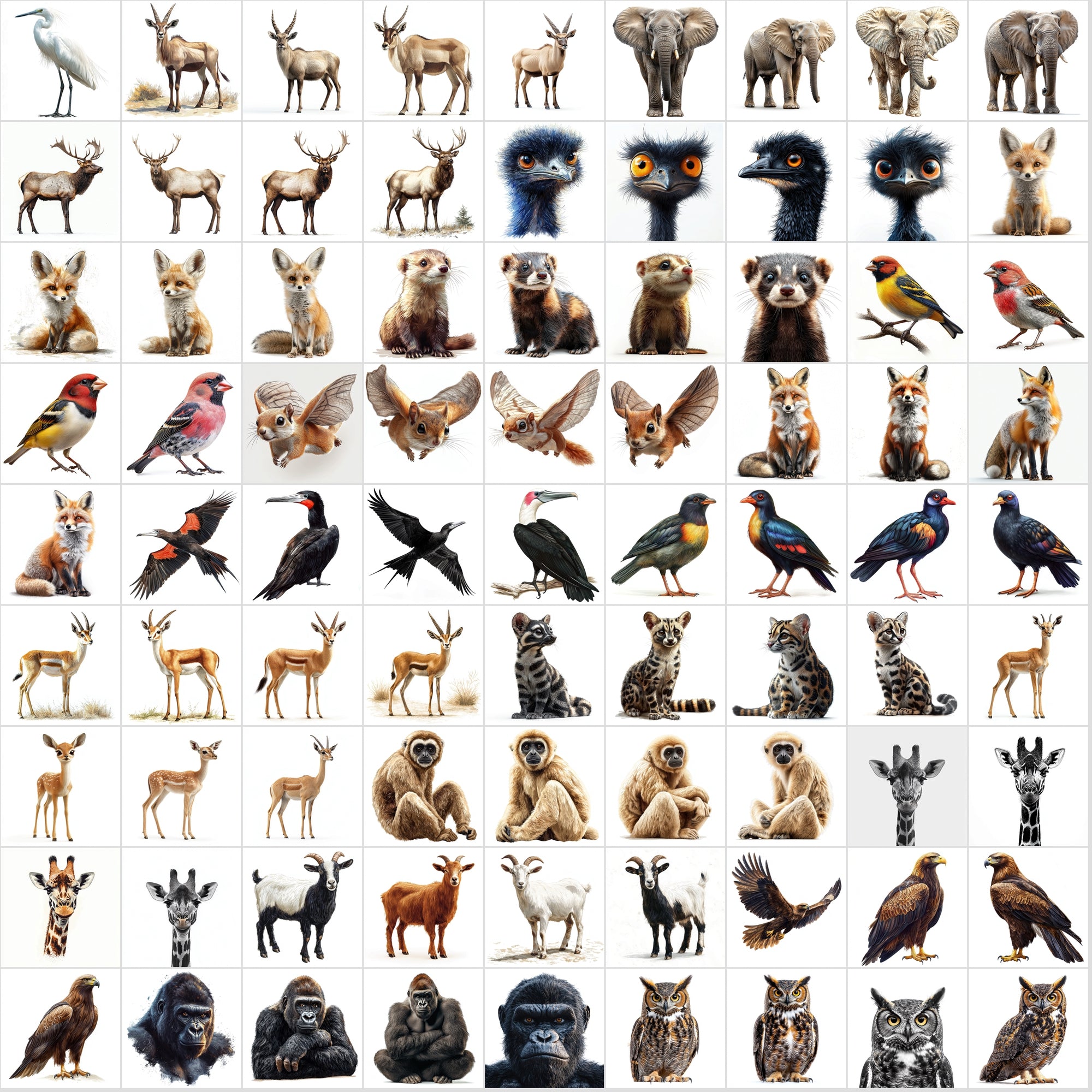 850 Animal Images – High-Resolution JPGs | Isolated on White