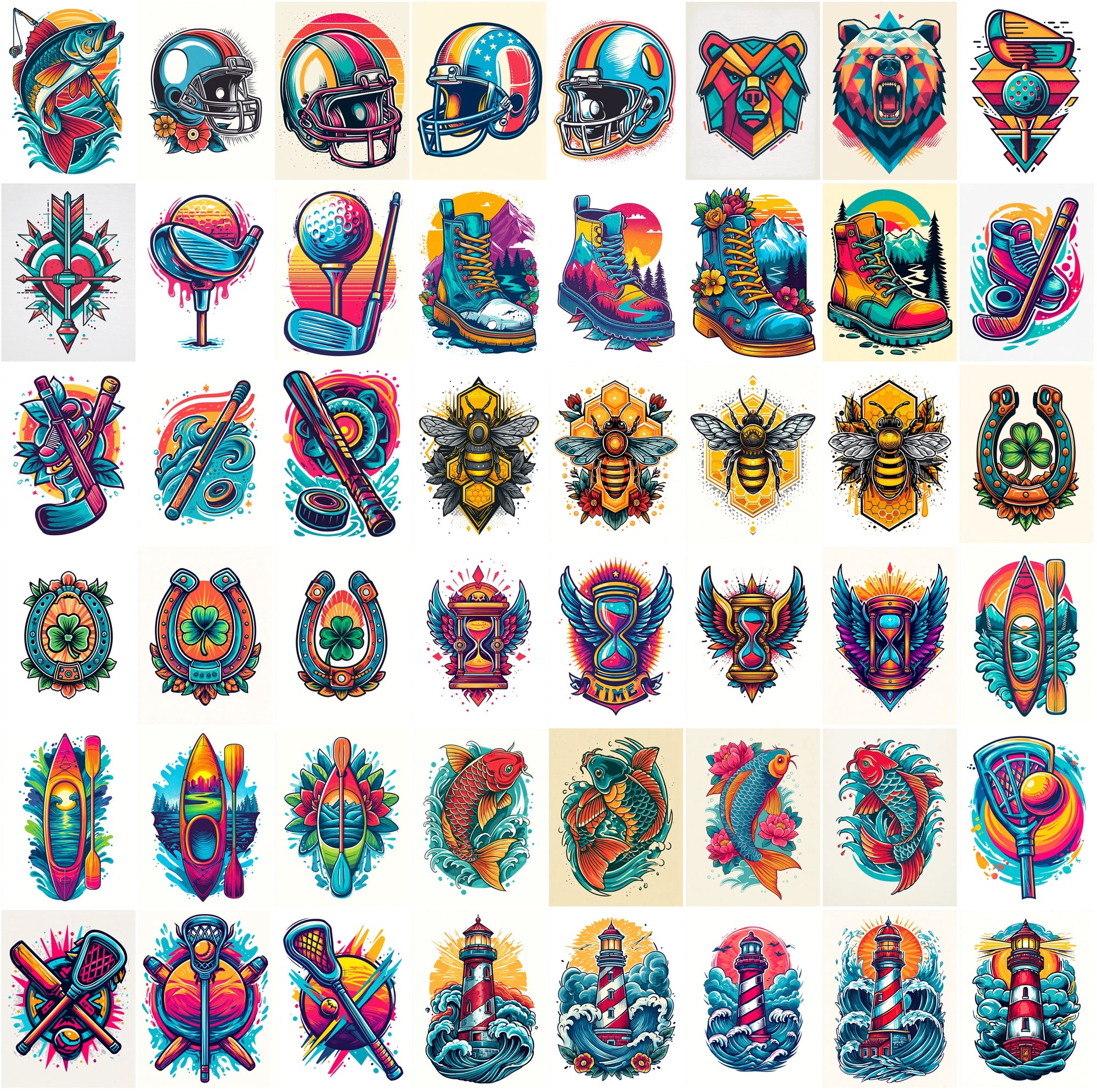 540 Bold Tattoo-Style T-Shirt Illustrations