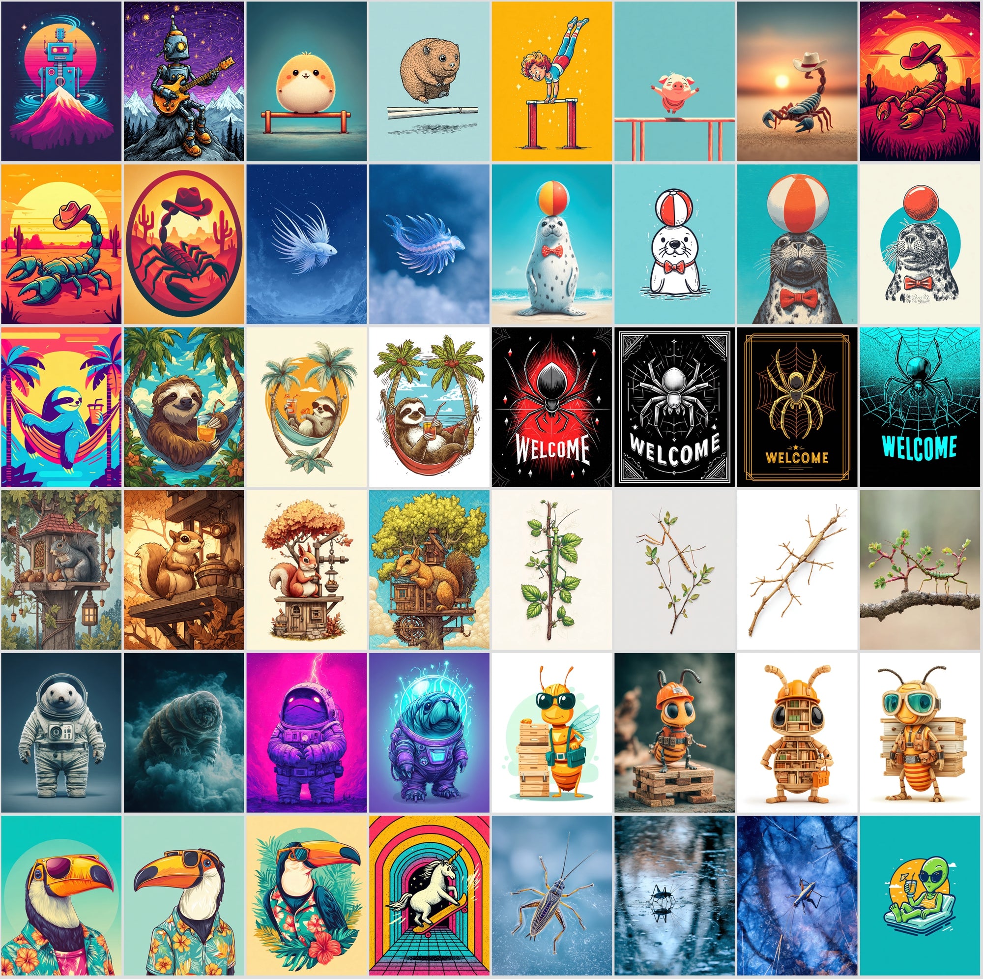600 Whimsical Illustrations for T-Shirts, Prints & More