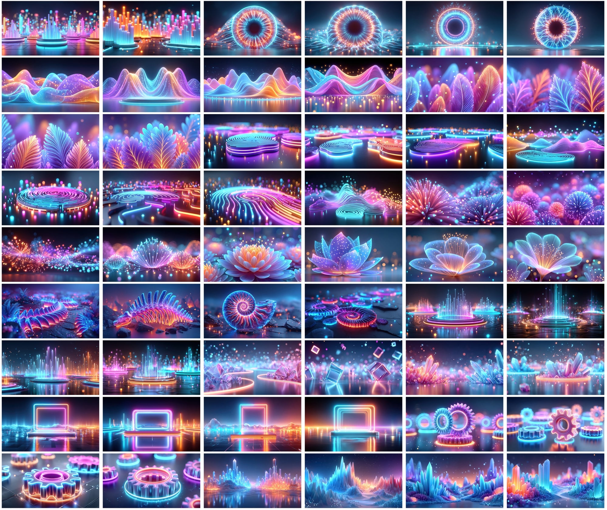 1140 Neon Abstract Backgrounds – 3D Futuristic Blue & Pink Light Renders | Vertical & Horizontal JPGs