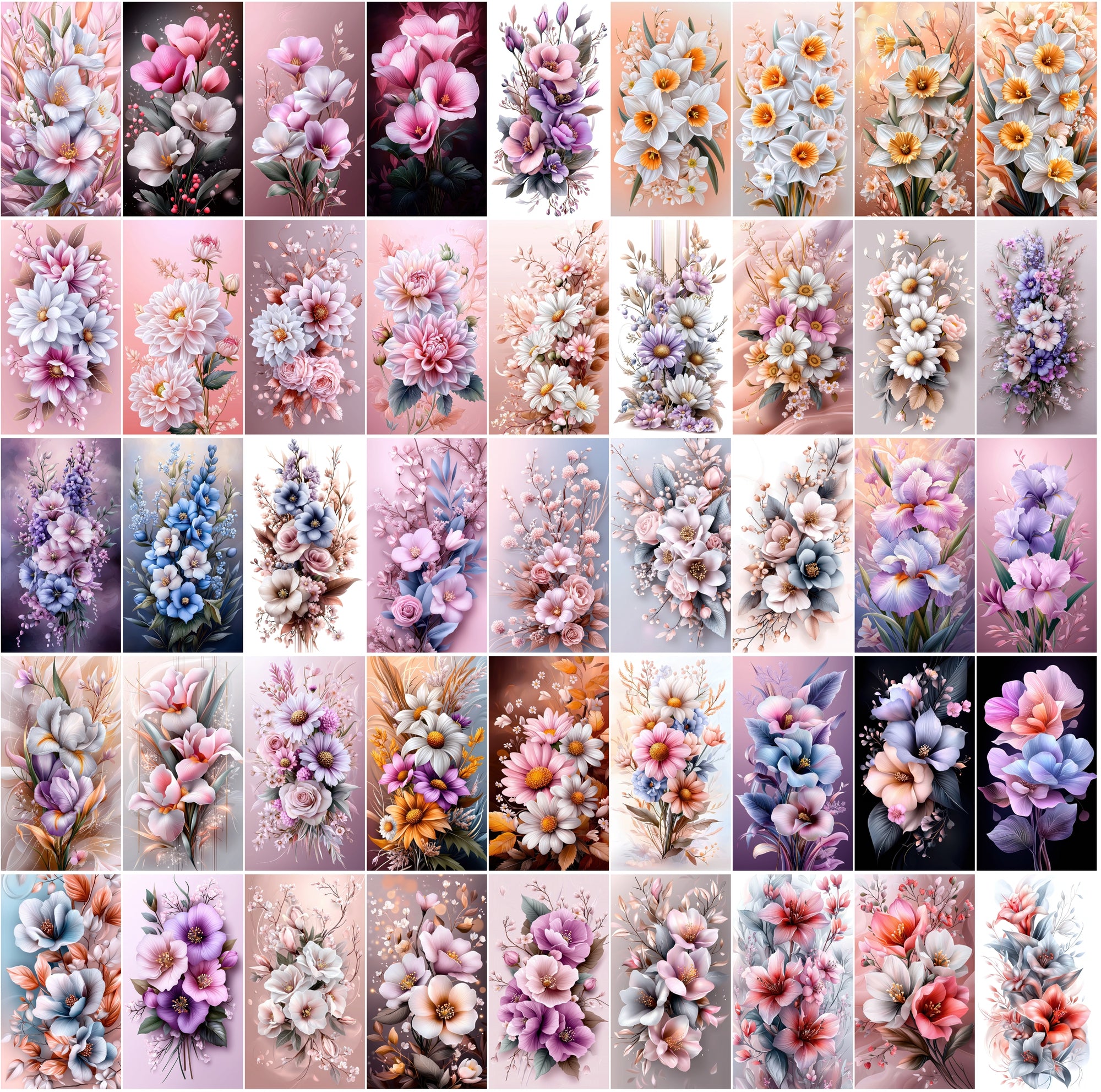 570 Delicate Pastel Flowers