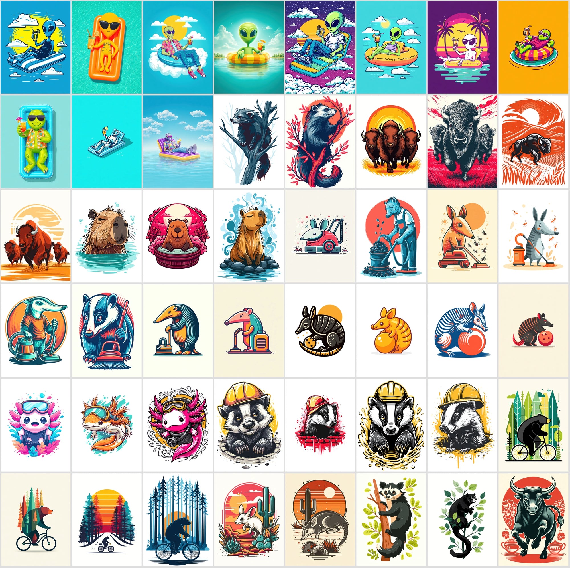 600 Whimsical Illustrations for T-Shirts, Prints & More