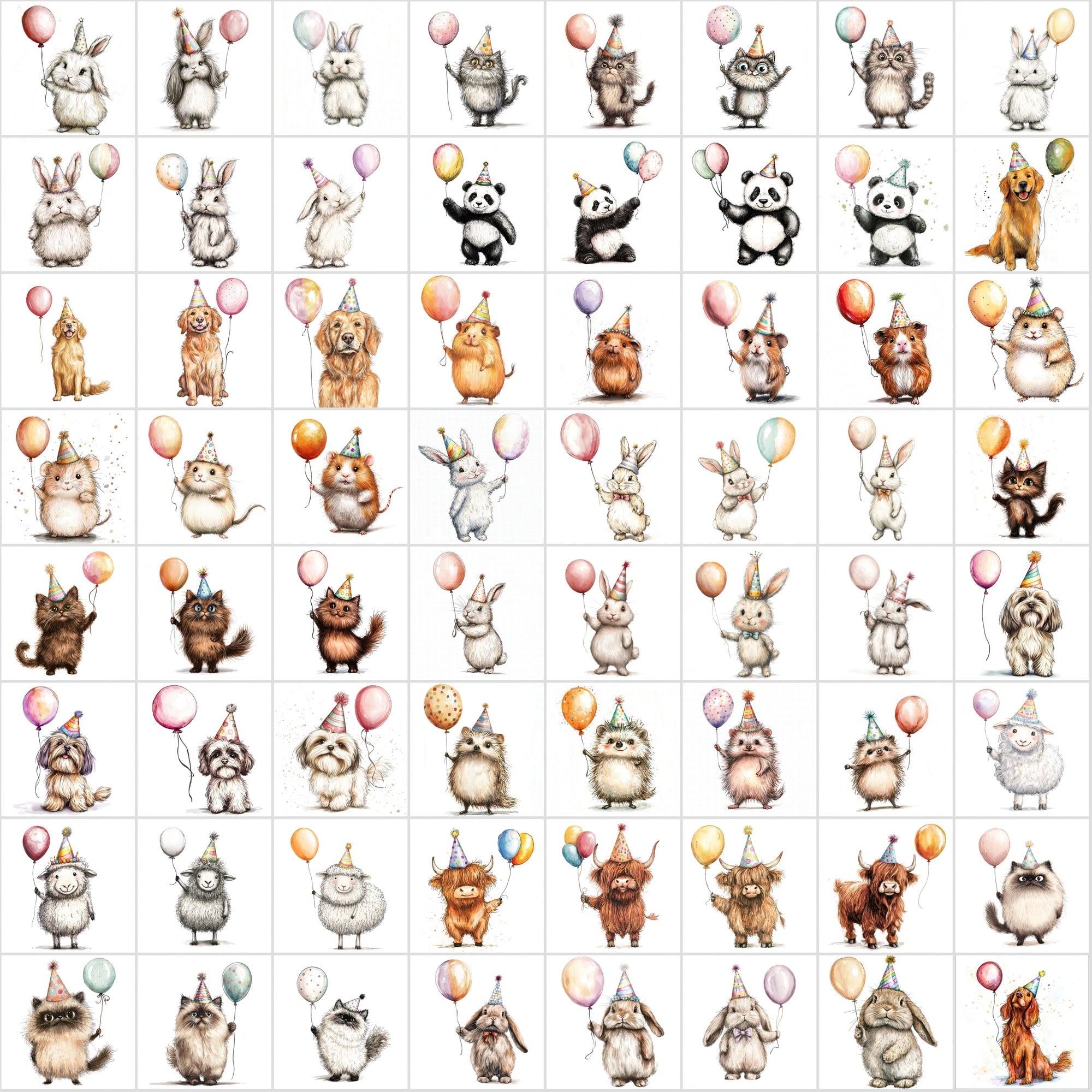 740 Animal Balloons Clipart - Commercial Use