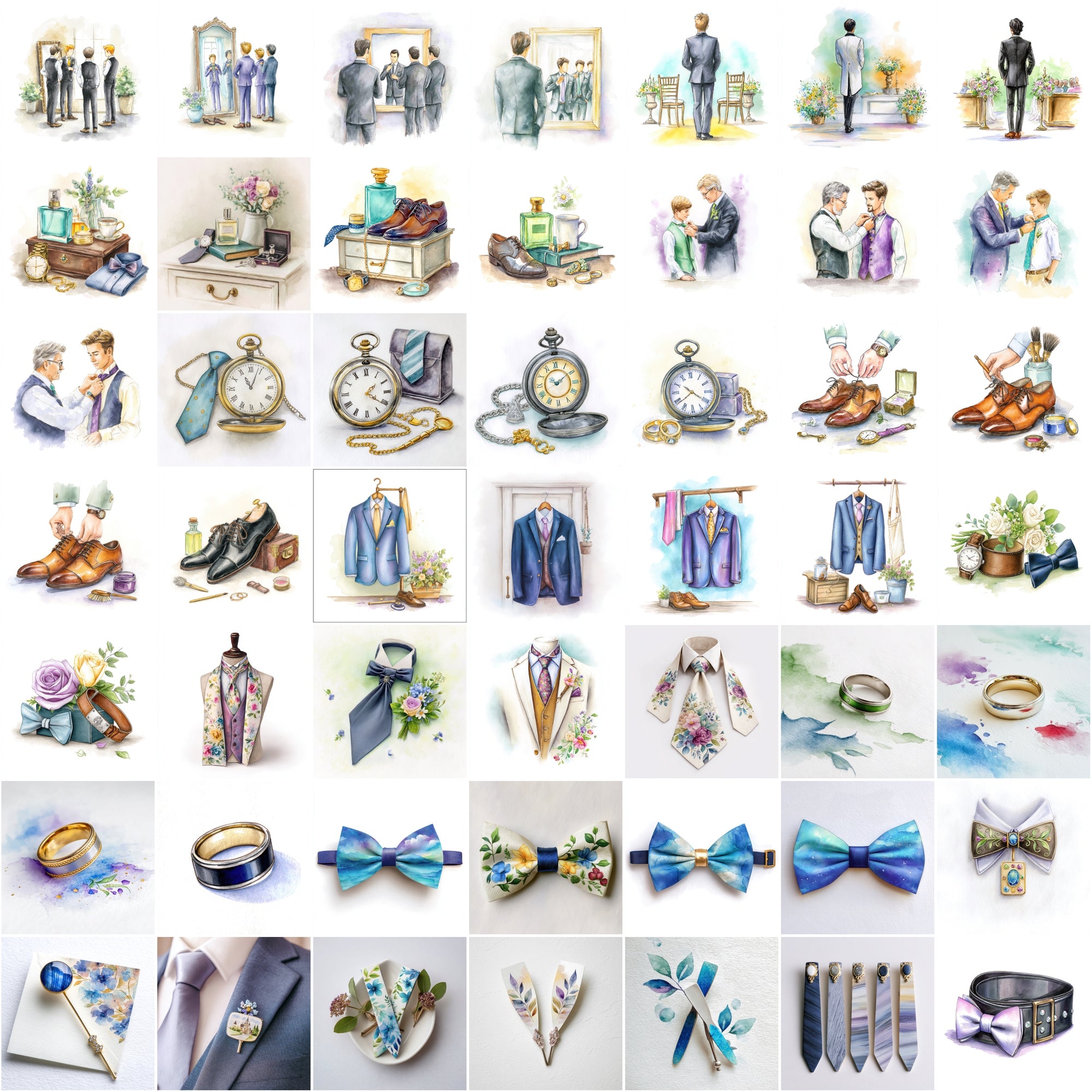 500 Watercolor Wedding Clipart – Romantic JPG Images, High-Res 4600x4600, Commercial Use