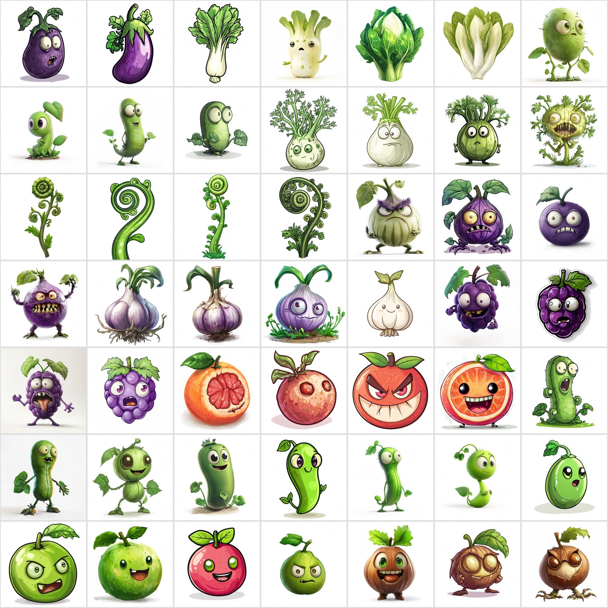 550 High-Resolution Fruits & Veggies Zombies-Themed Images