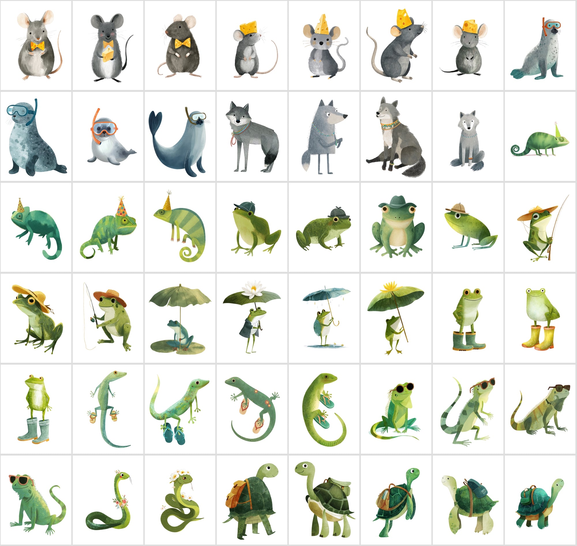 560 Transparent Animal PNGs • Kids-Book Style Clipart