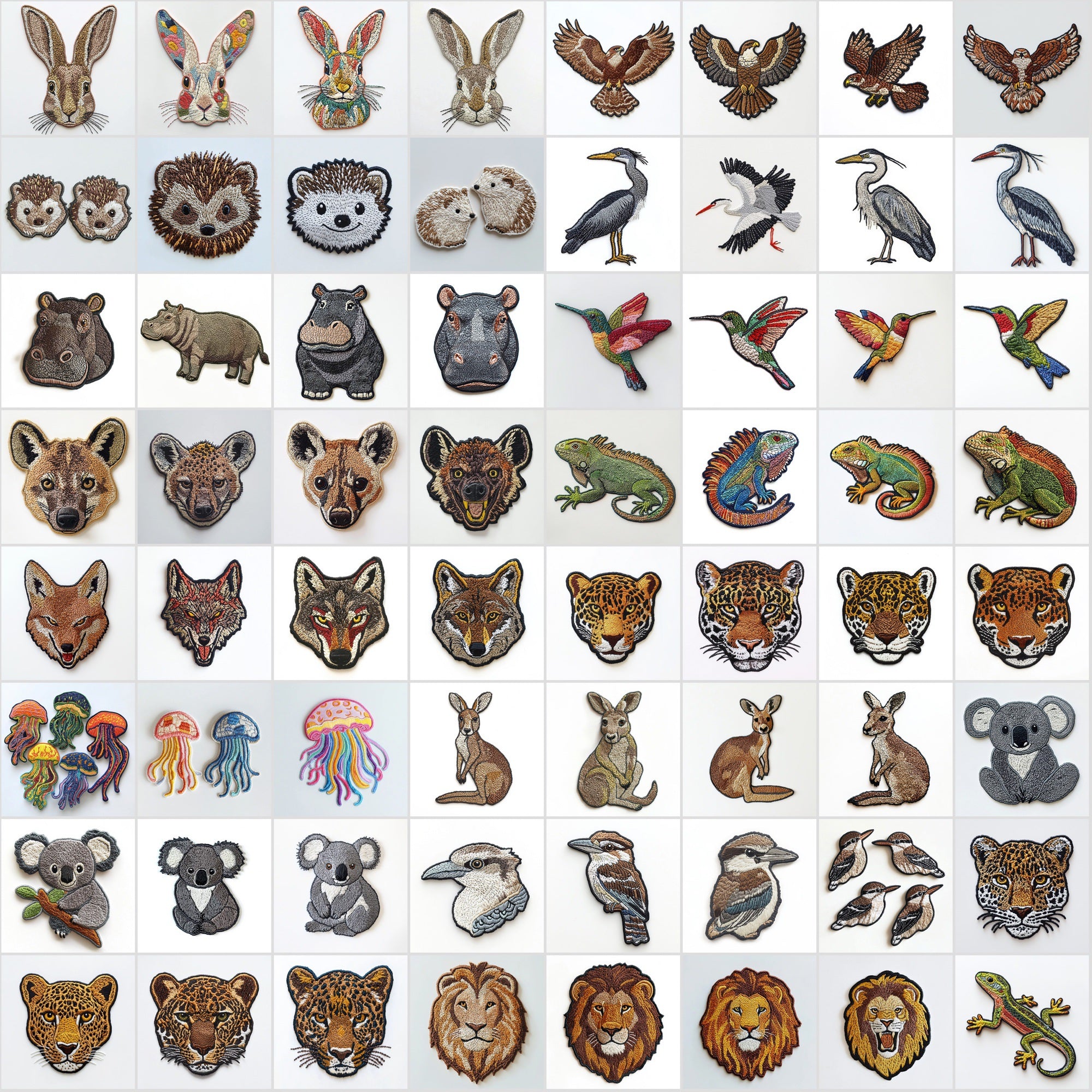 600 Transparent Animal Embroidery PNGs | Digital Appliqué Patch Cliparts