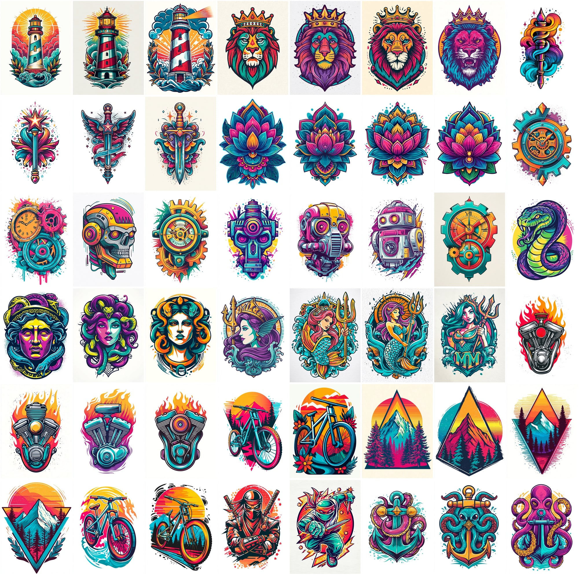 540 Bold Tattoo-Style T-Shirt Illustrations