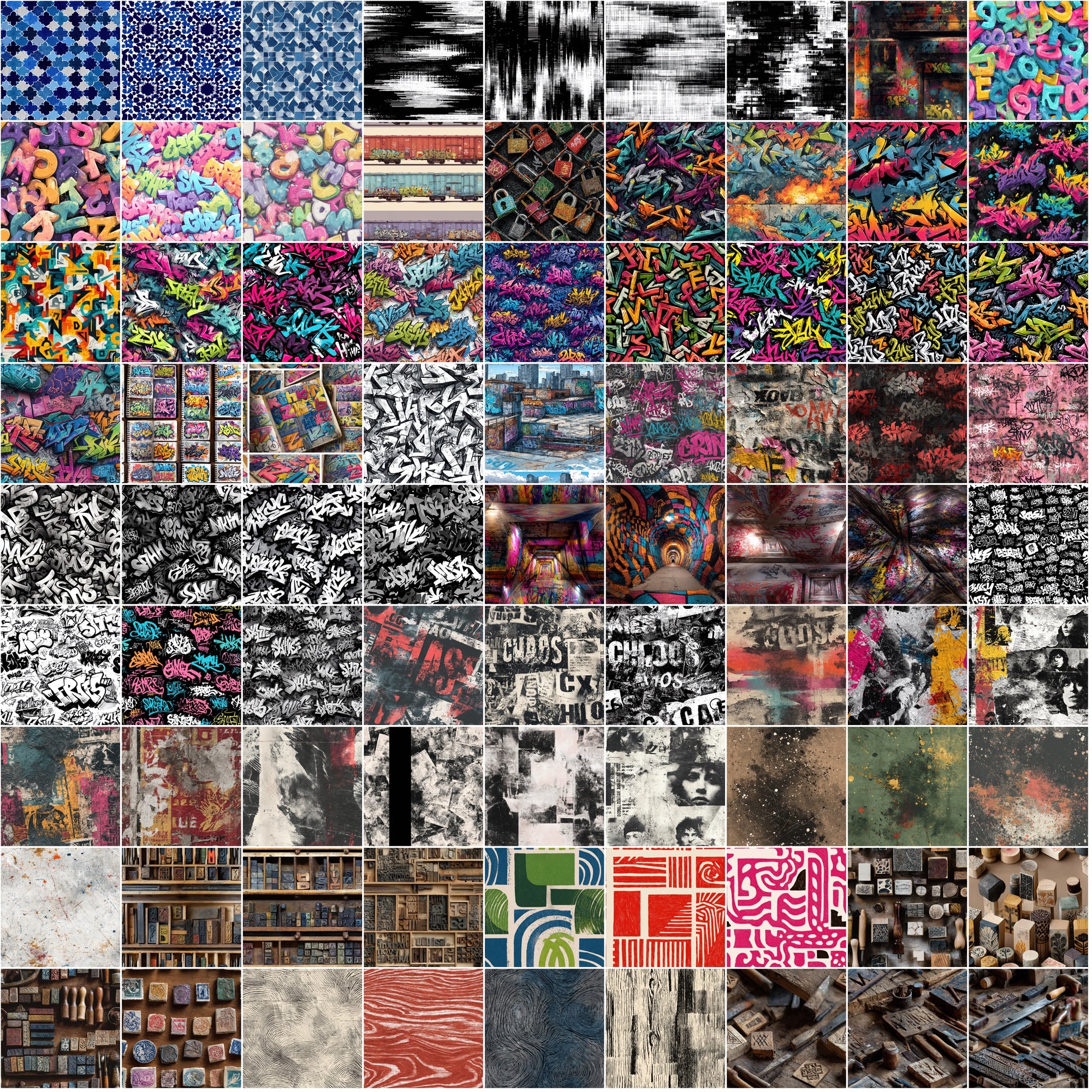 985 Seamless Patterns Bundle | JPG + PAT | Vintage, Retro, Grunge, Abstract & Modern Textures