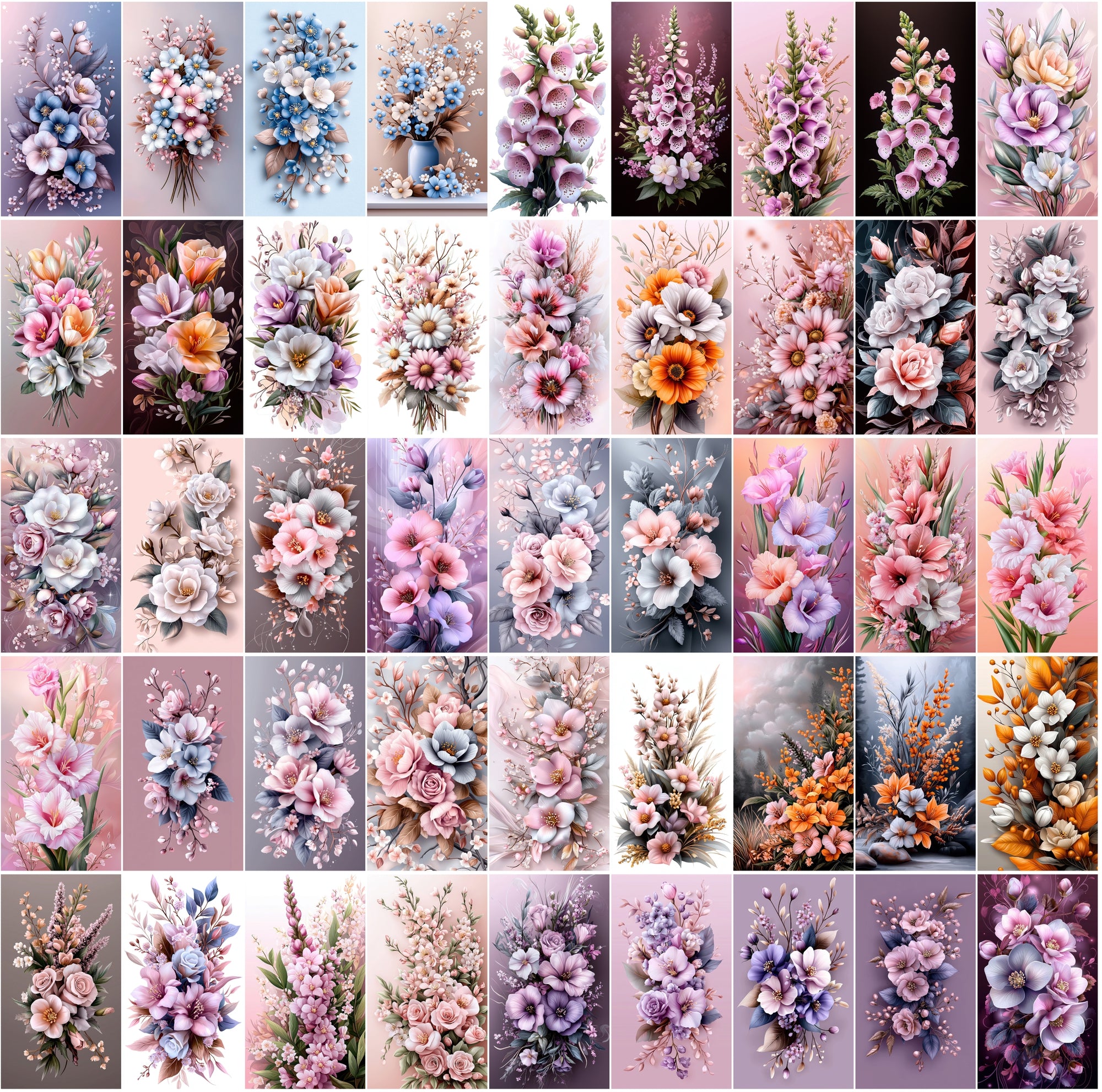 570 Delicate Pastel Flowers