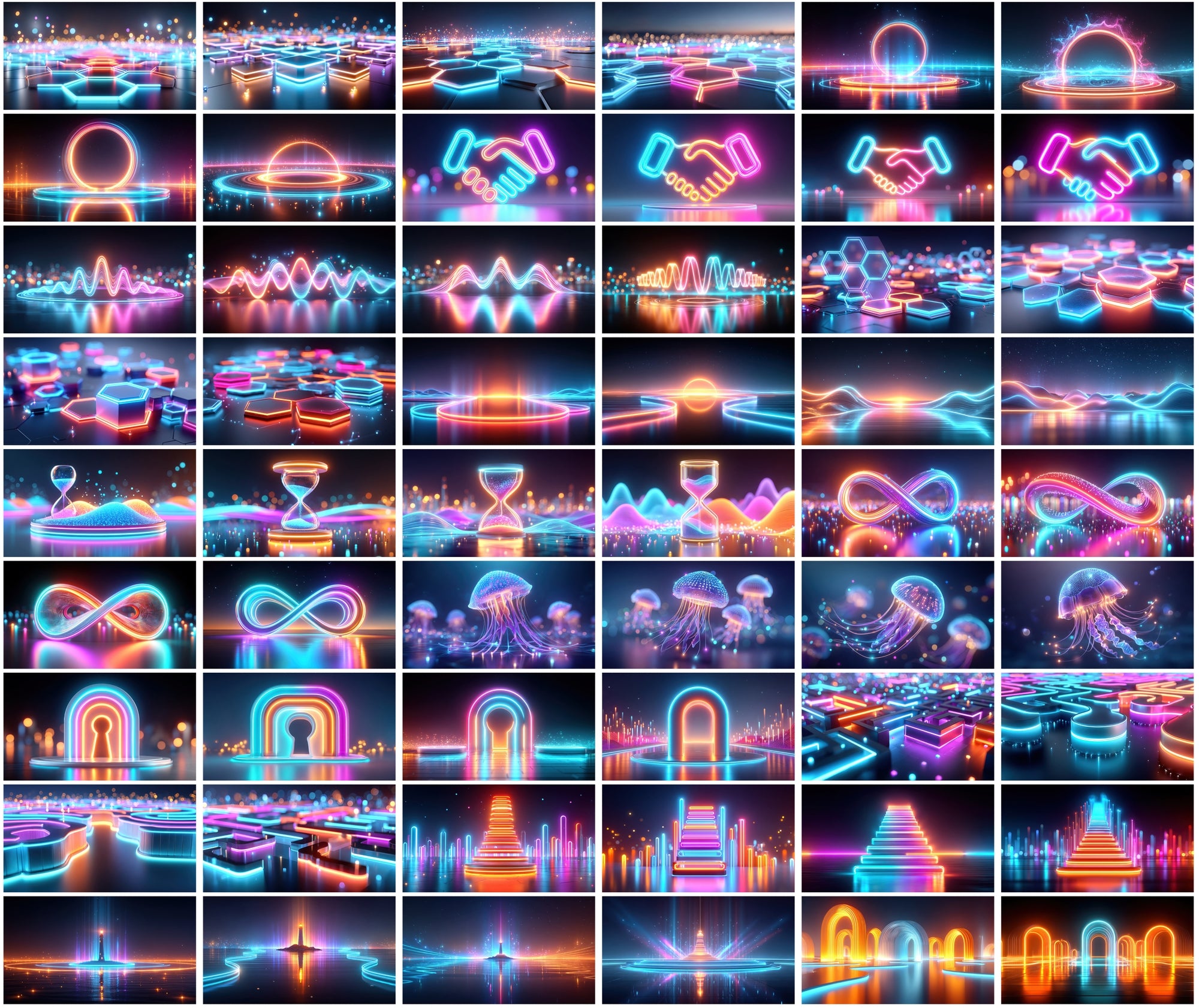 1140 Neon Abstract Backgrounds – 3D Futuristic Blue & Pink Light Renders | Vertical & Horizontal JPGs