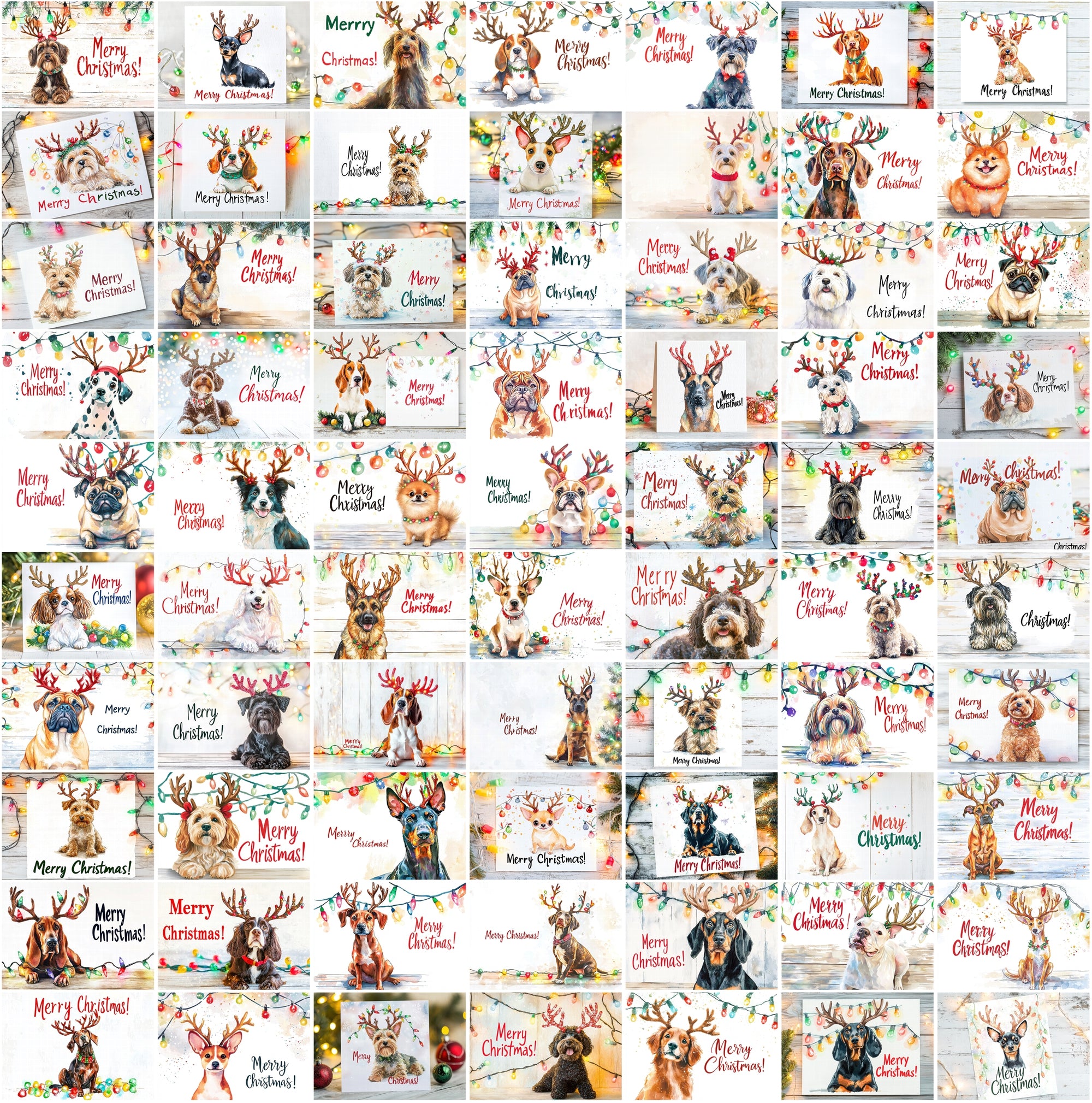 800 Christmas Dog Images - Festive Reindeer Antlers Digital Download