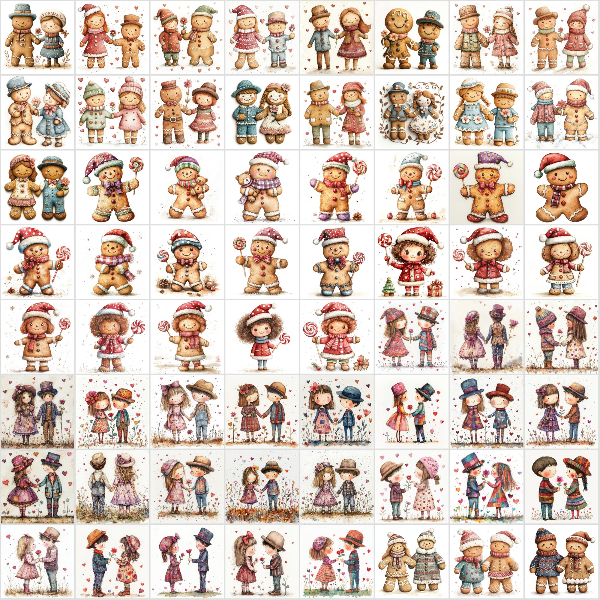 640 Gingerbread Illustrations - Festive, Whimsical, and Diverse Holiday Graphics