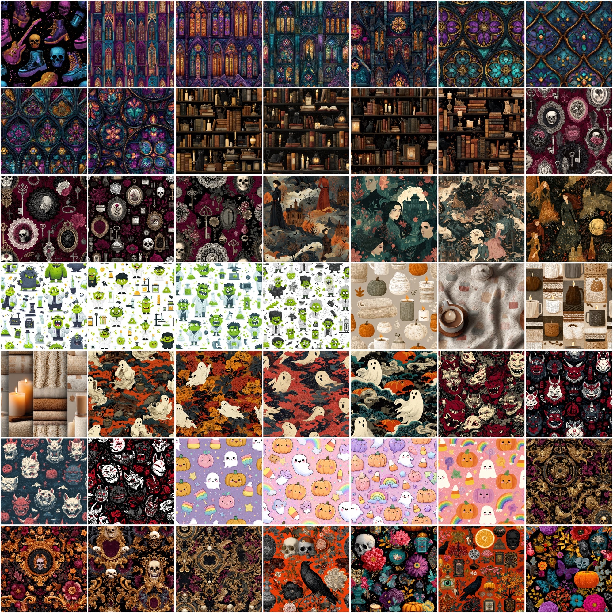 580 Seamless Halloween Patterns | Cute & Spooky JPG + PAT Files | Commercial Use