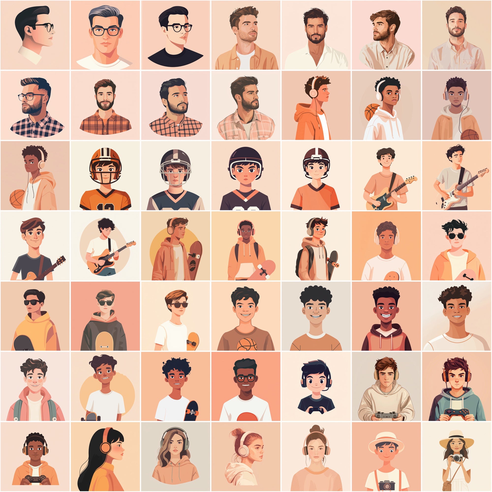 550 Flat Avatars | Diverse People Illustrations