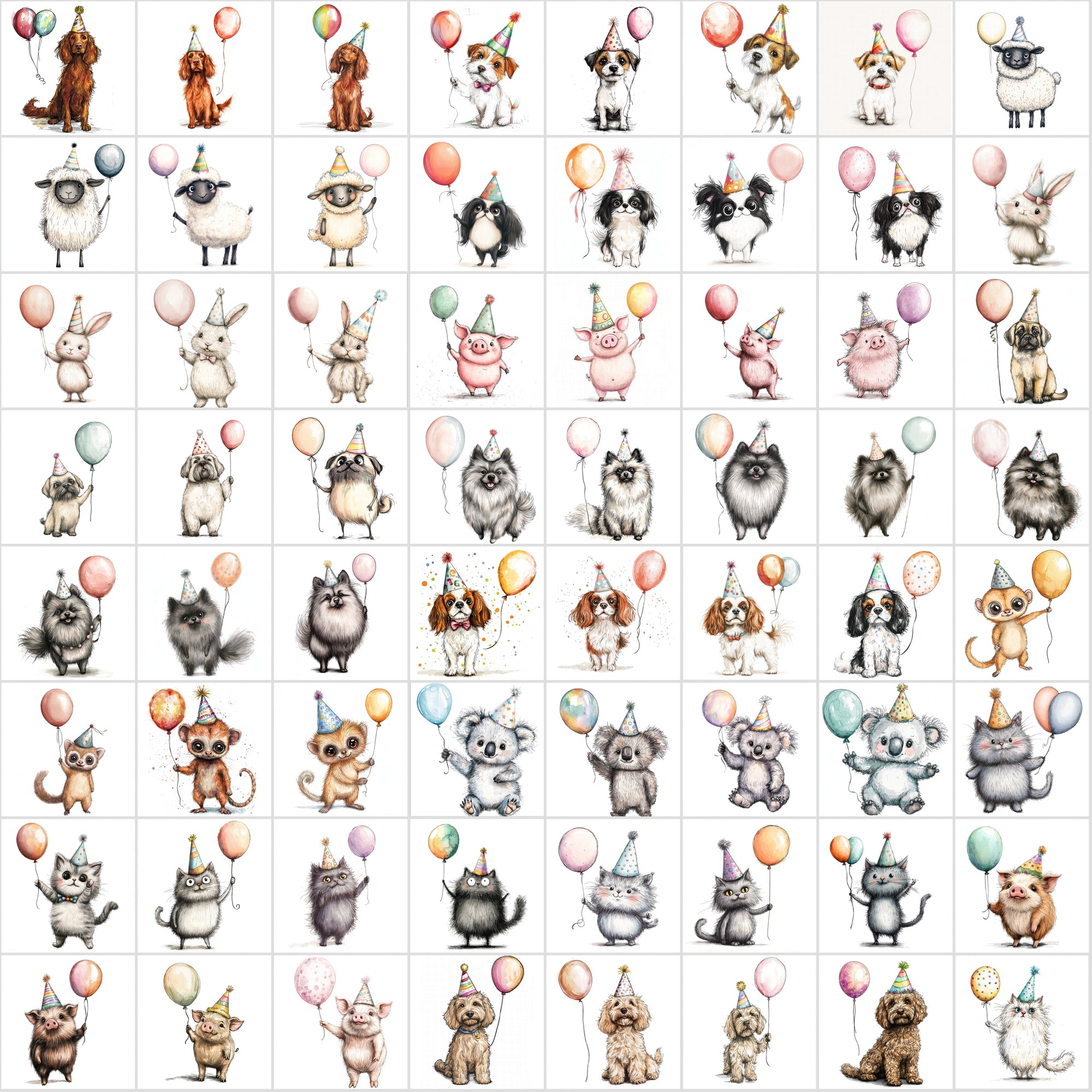 740 Animal Balloons Clipart - Commercial Use