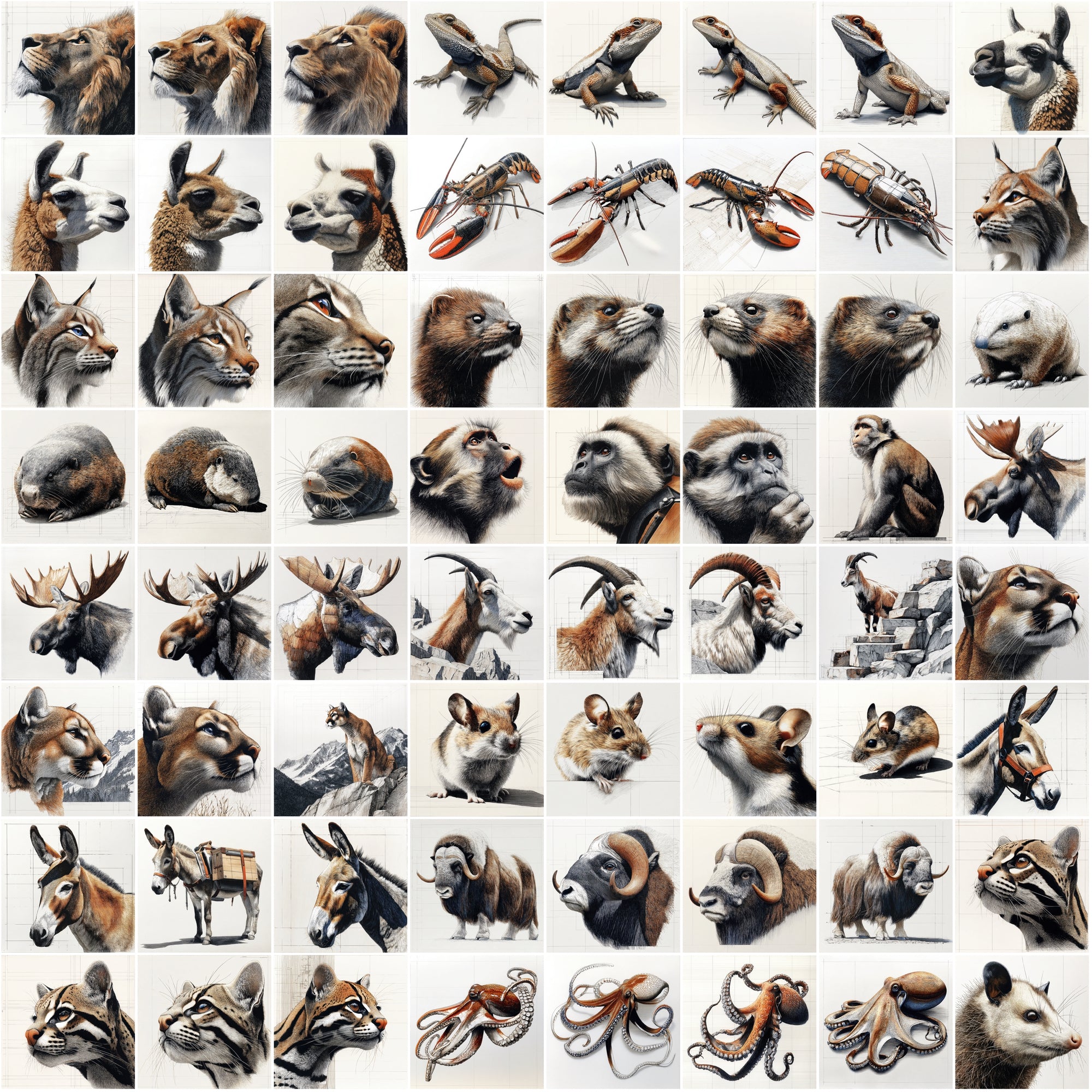 630 Animal Sketch Illustrations – High-Resolution JPGs with Commercial License