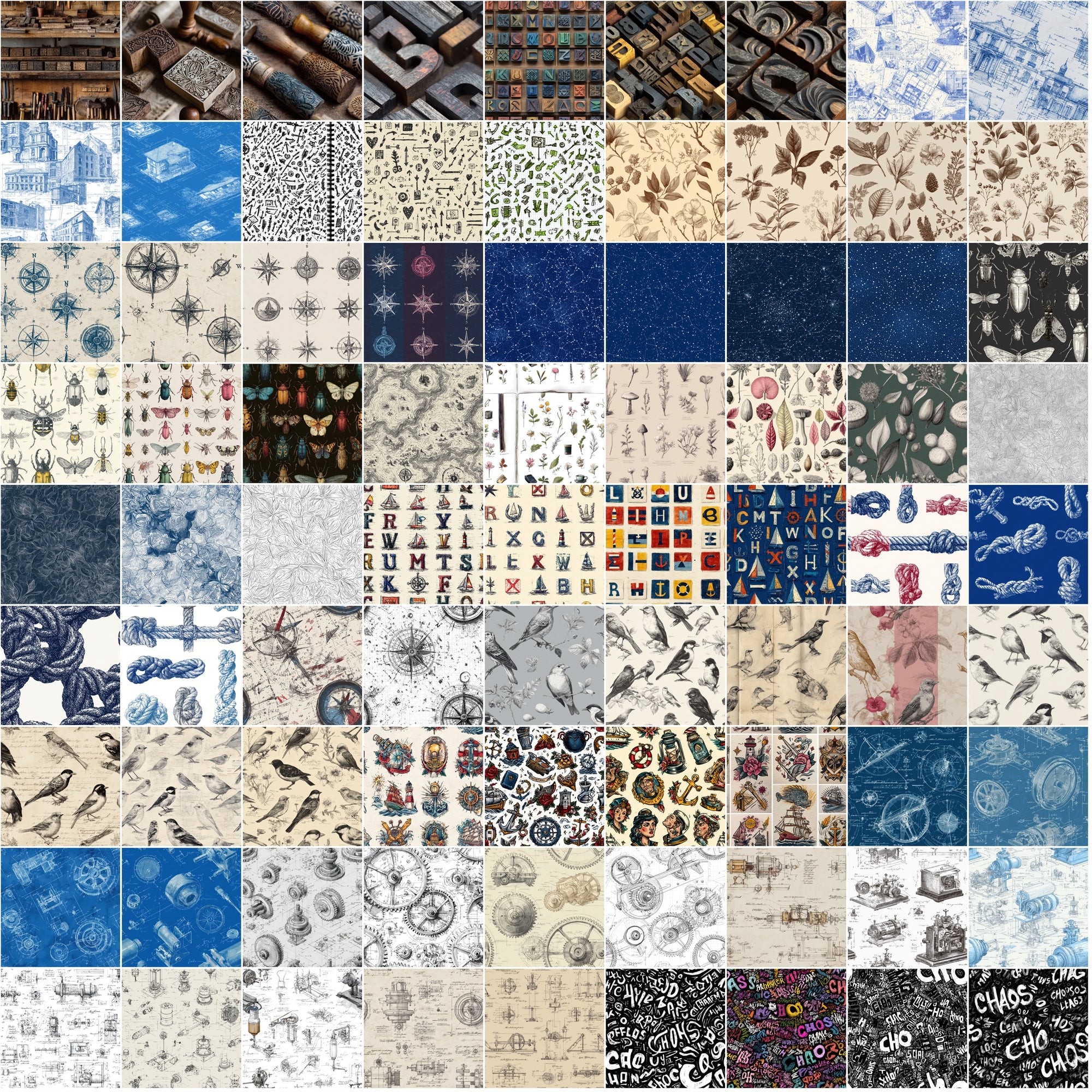 985 Seamless Patterns Bundle | JPG + PAT | Vintage, Retro, Grunge, Abstract & Modern Textures