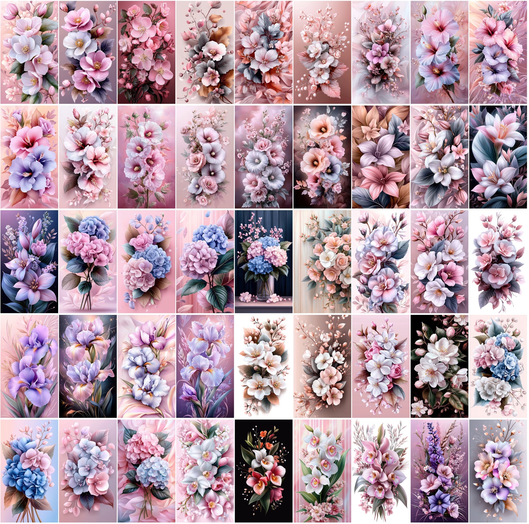 570 Delicate Pastel Flowers