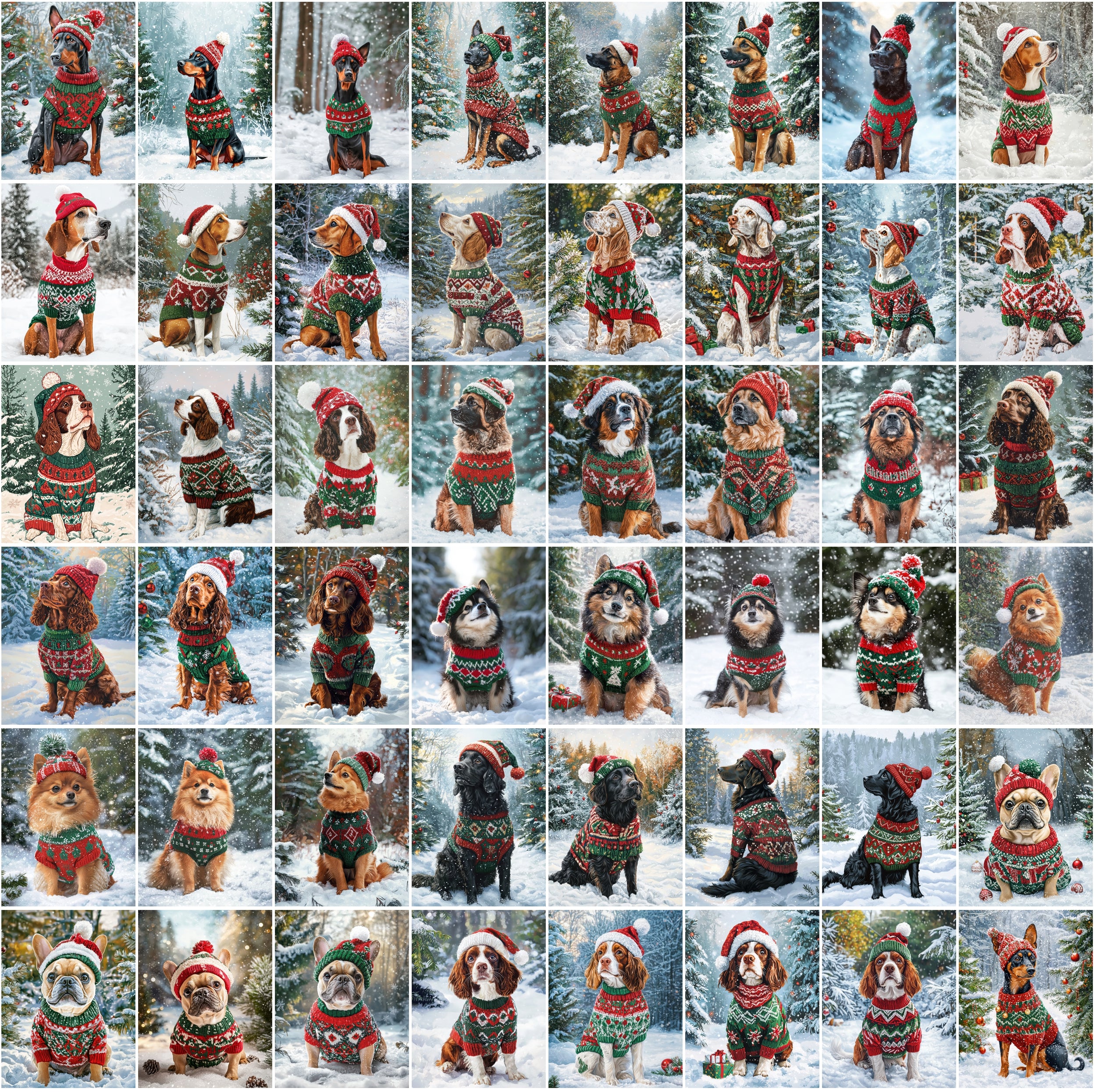 770 Adorable Dog Images on Snow with Holiday Sweaters