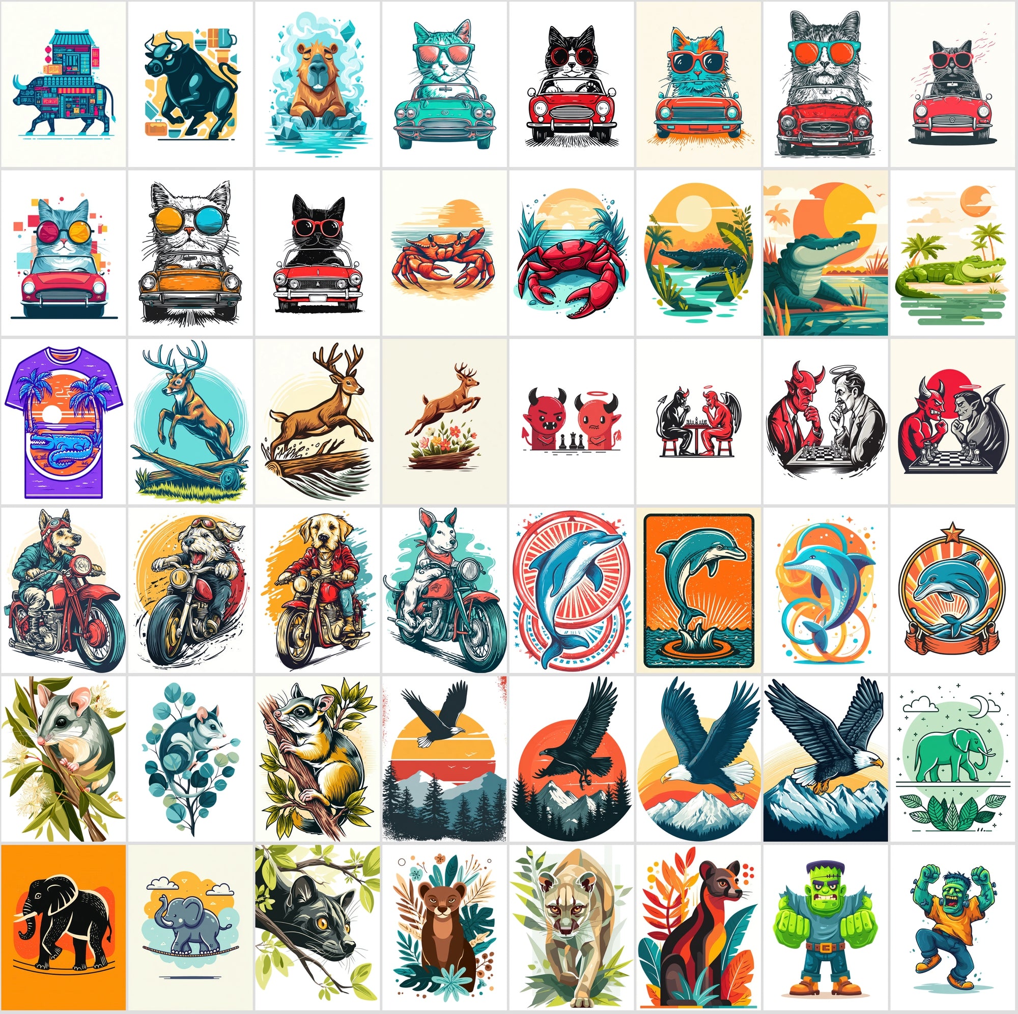 600 Whimsical Illustrations for T-Shirts, Prints & More