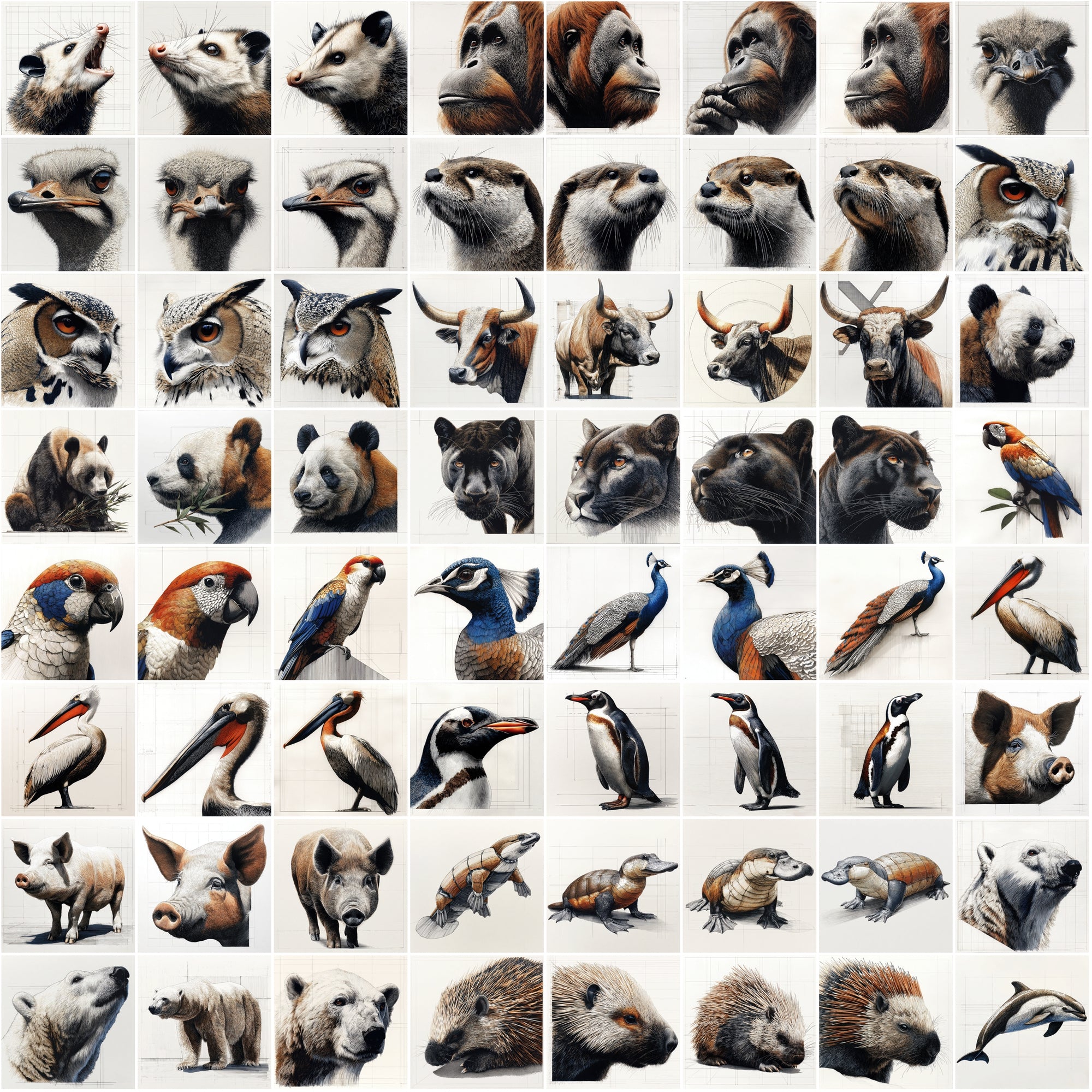 630 Animal Sketch Illustrations – High-Resolution JPGs with Commercial License