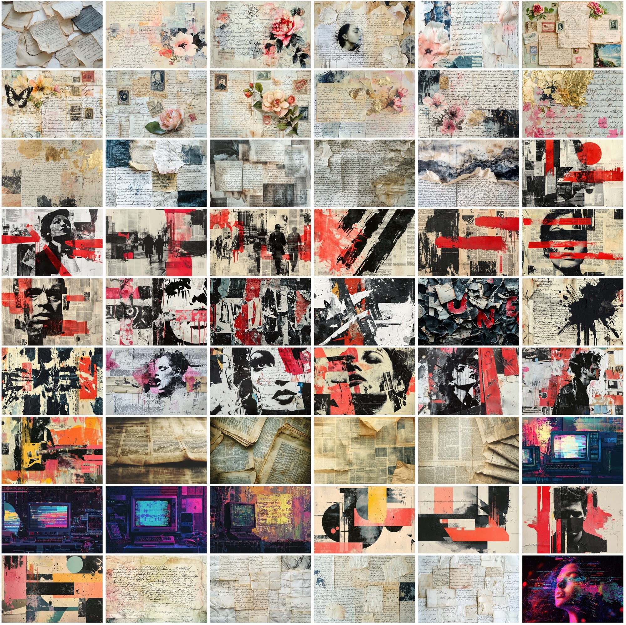 520 Mixed-Media Collage Backgrounds