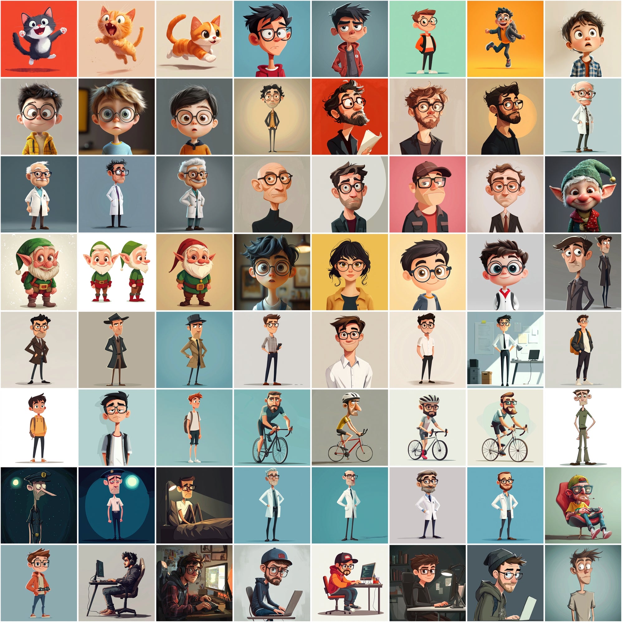 620 Unique Cartoon Character Illustrations