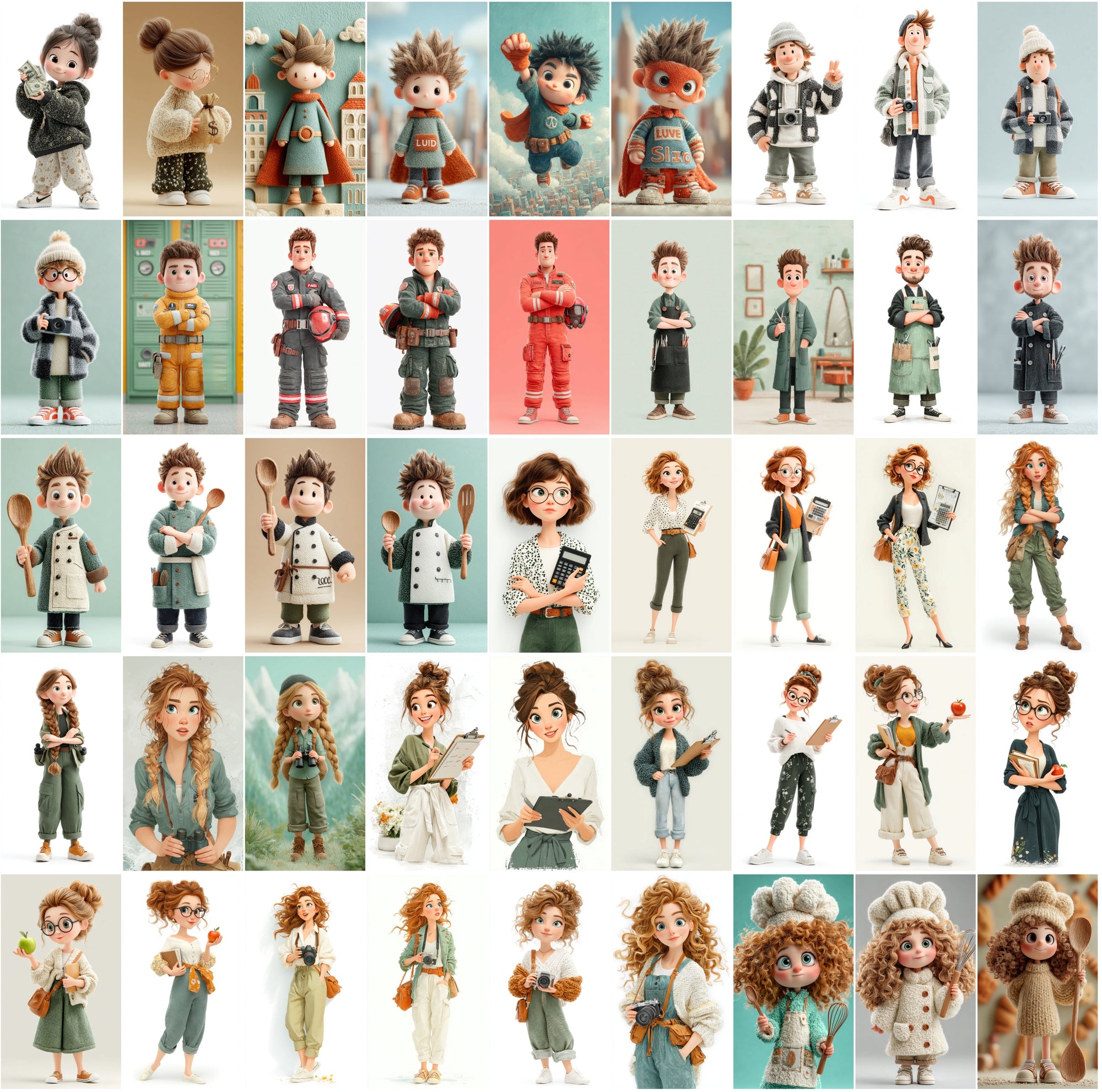 625 Cartoon 3D Boy & Girl Characters – High-Res JPGs with Commercial License